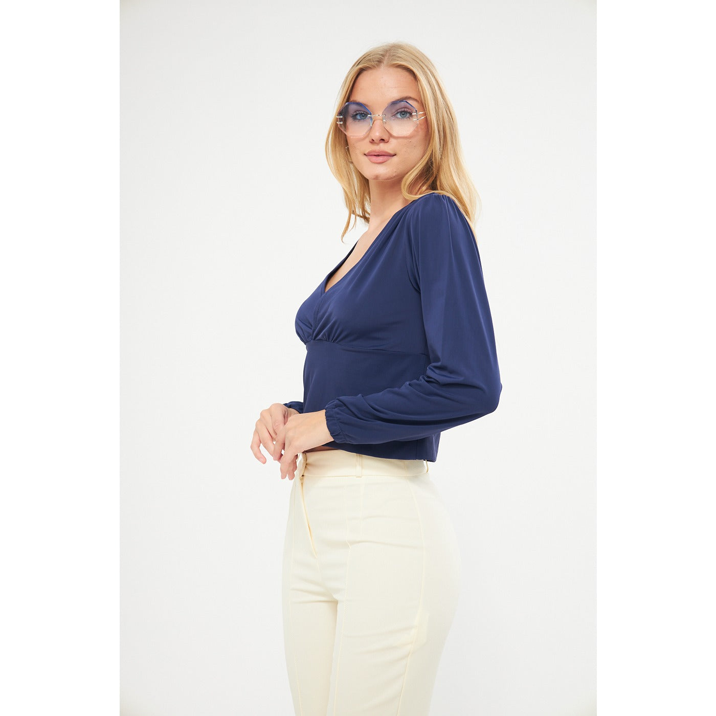 Blue Double Breasted Top | Montivo Pakistan