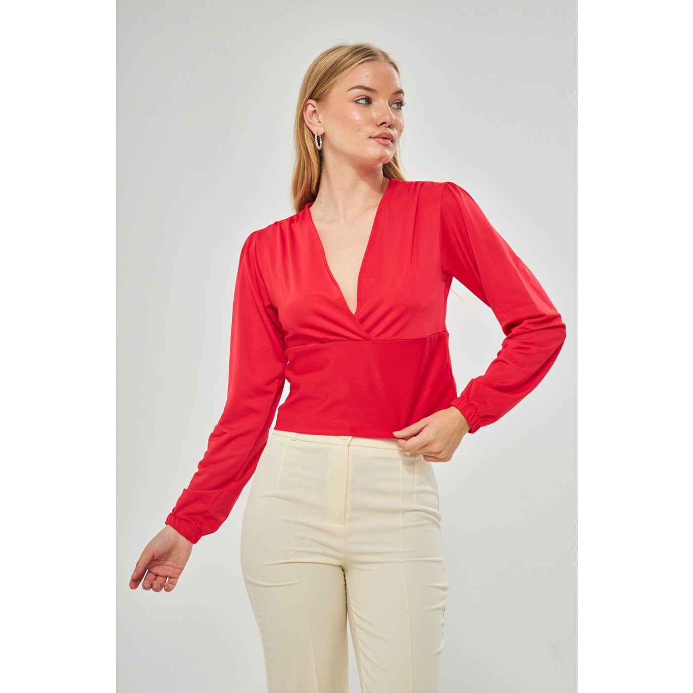 Red Double Breasted Top | Montivo Pakistan