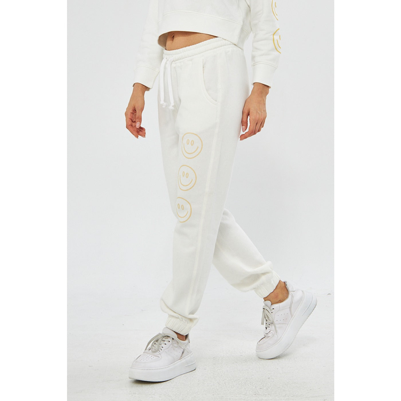 White Oversized Printed Joggers | Montivo Pakistan