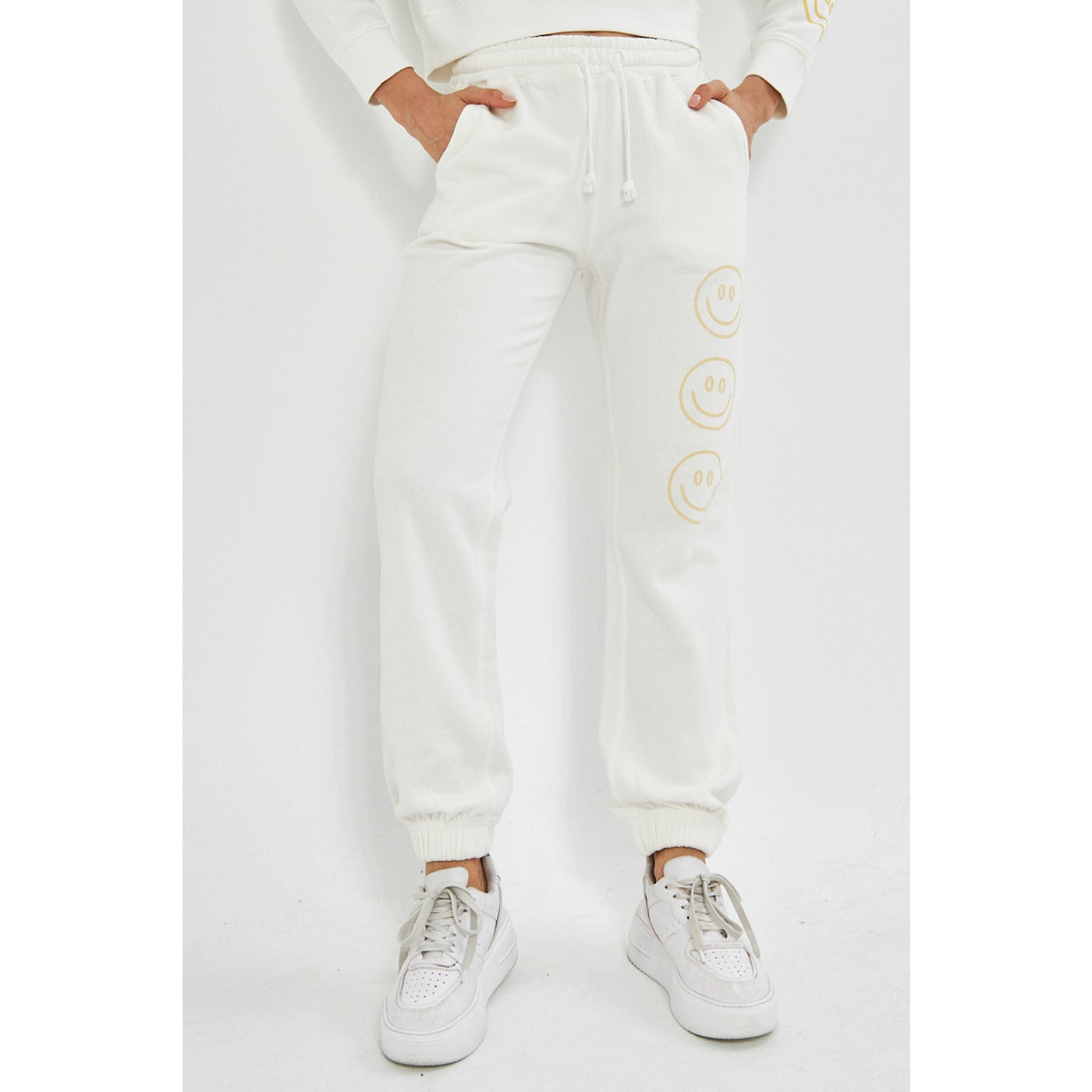 White Oversized Printed Joggers | Montivo Pakistan
