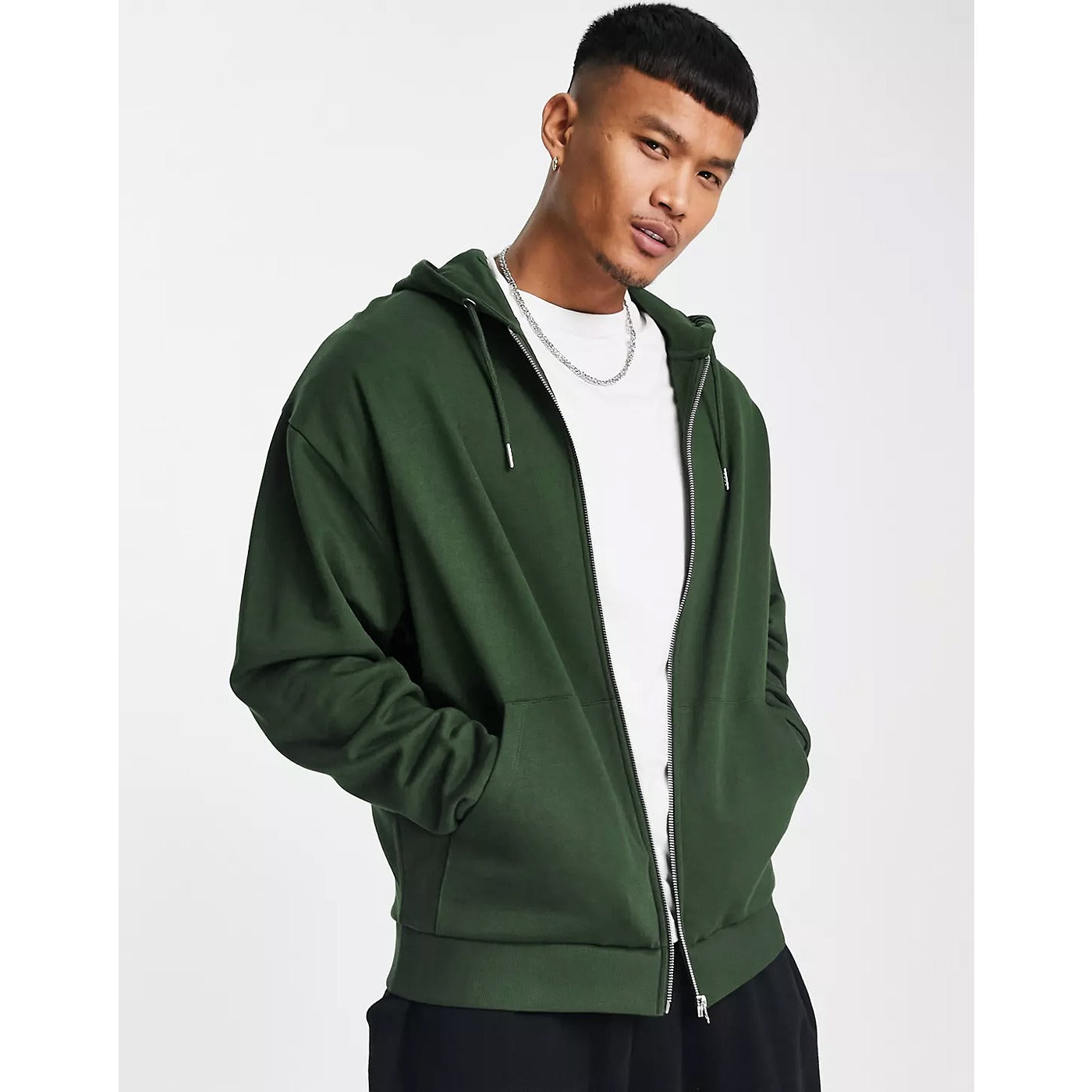 Green Oversized Zipper Hoodie