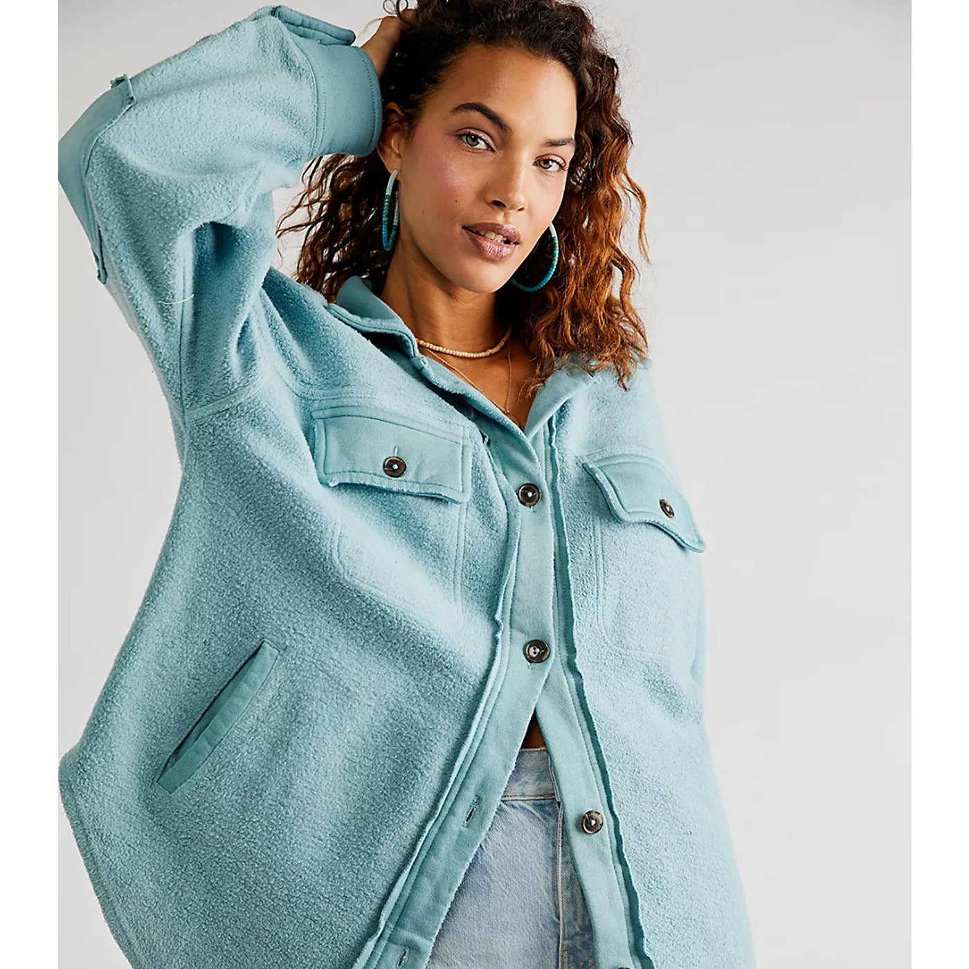 Autumn Sky Oversized Shirt Jacket | Montivo Pakistan