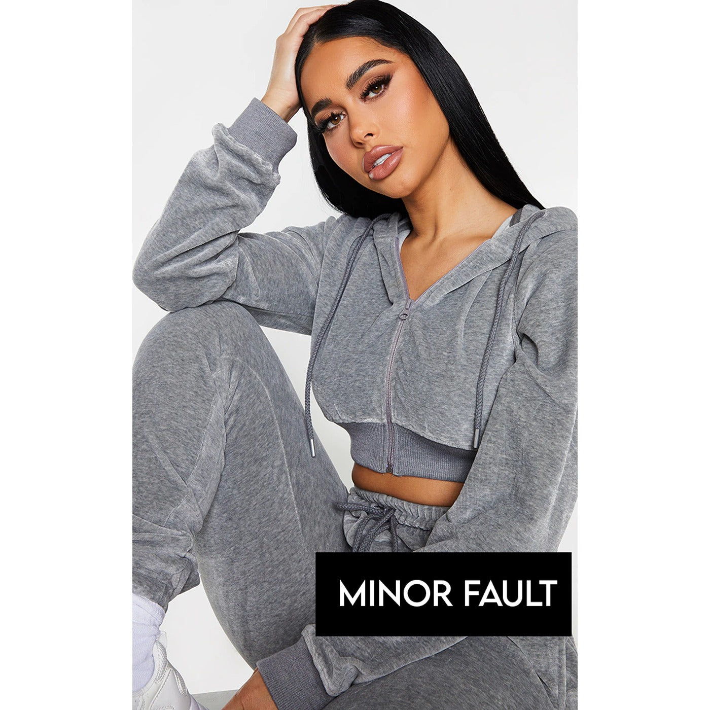 (Minor Fault) Grey Cropped Hoodie | Montivo Pakistan
