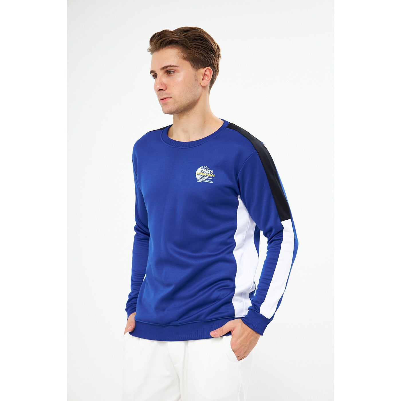 Blue Stripe Crew Neck Sweatshirt | Montivo Pakistan