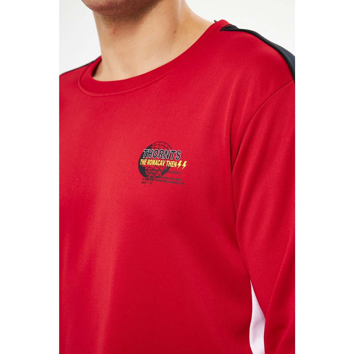 Red Stripe Crew Neck Sweatshirt | Montivo Pakistan