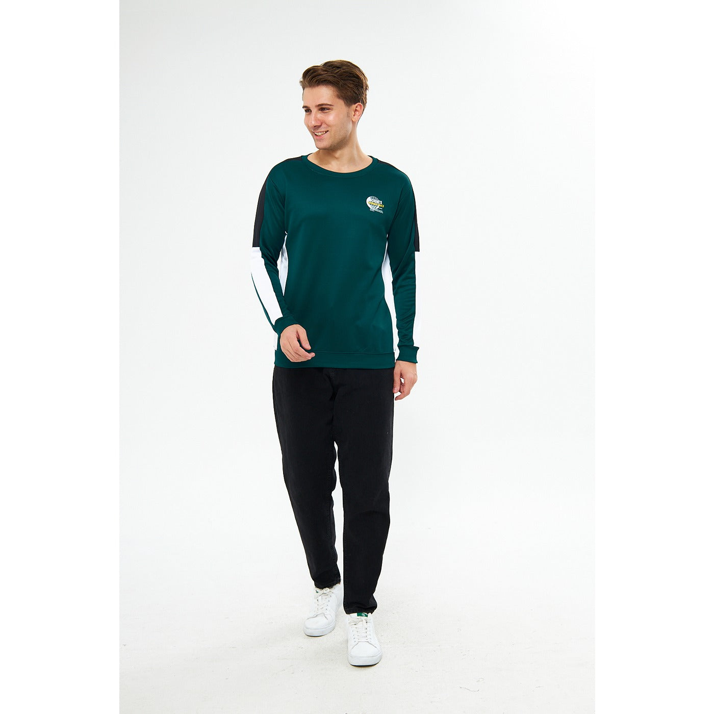 Green Stripe Crew Neck Sweatshirt | Montivo Pakistan