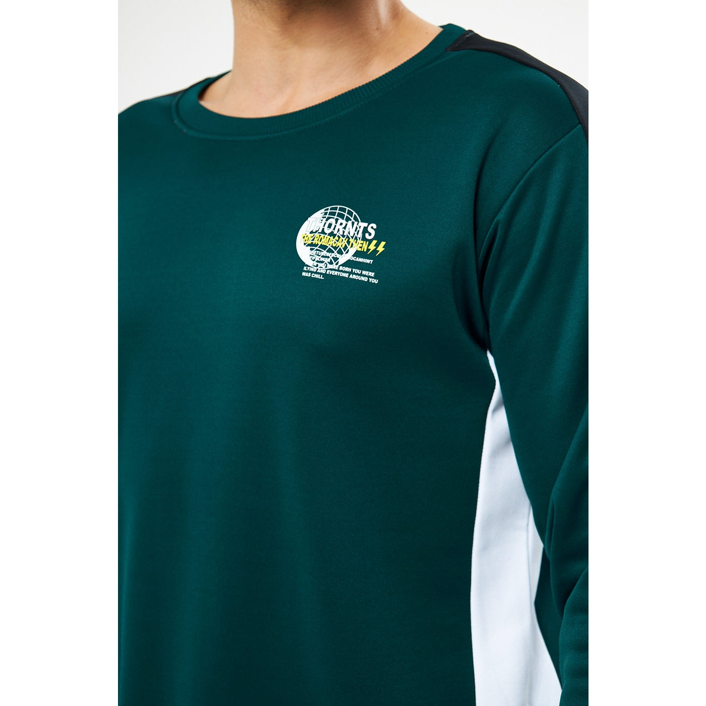 Green Stripe Crew Neck Sweatshirt | Montivo Pakistan