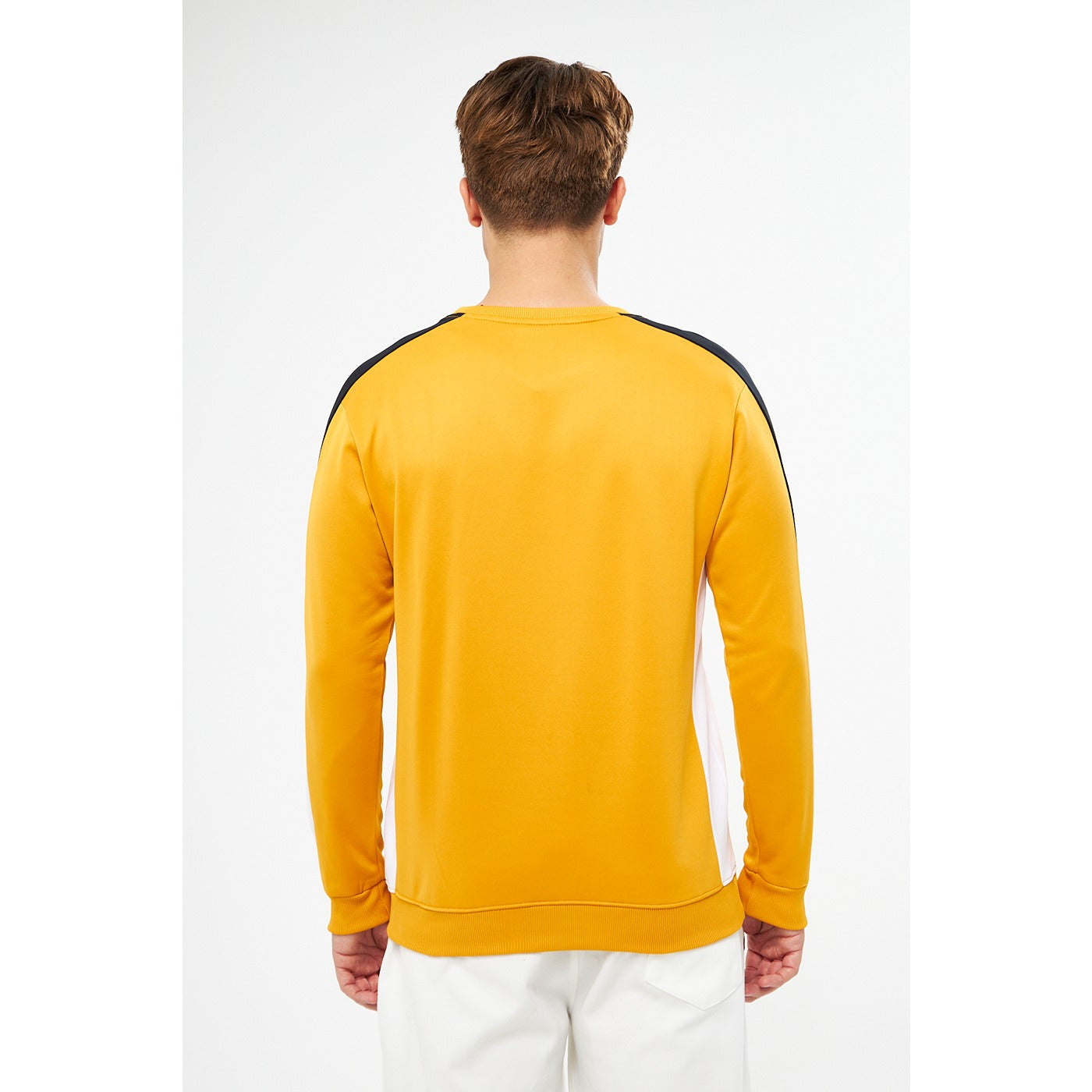 Mustard Stripe Crew Neck Sweatshirt | Montivo Pakistan
