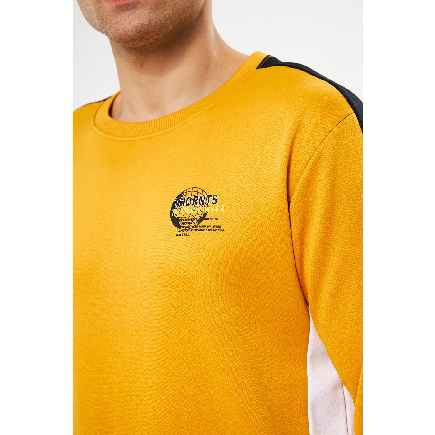 Mustard Stripe Crew Neck Sweatshirt | Montivo Pakistan