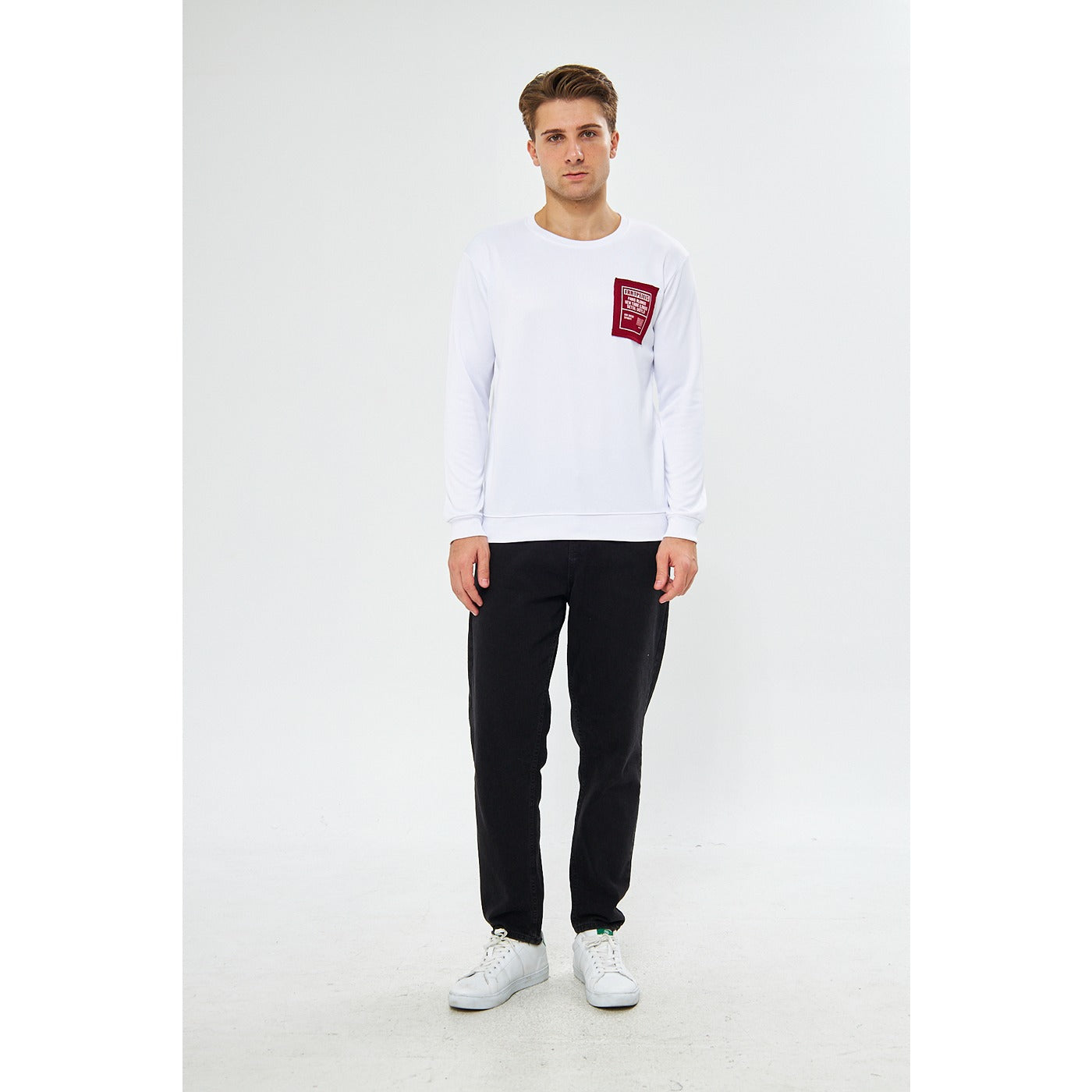 White Raw Patch Sweatshirt | Montivo Pakistan