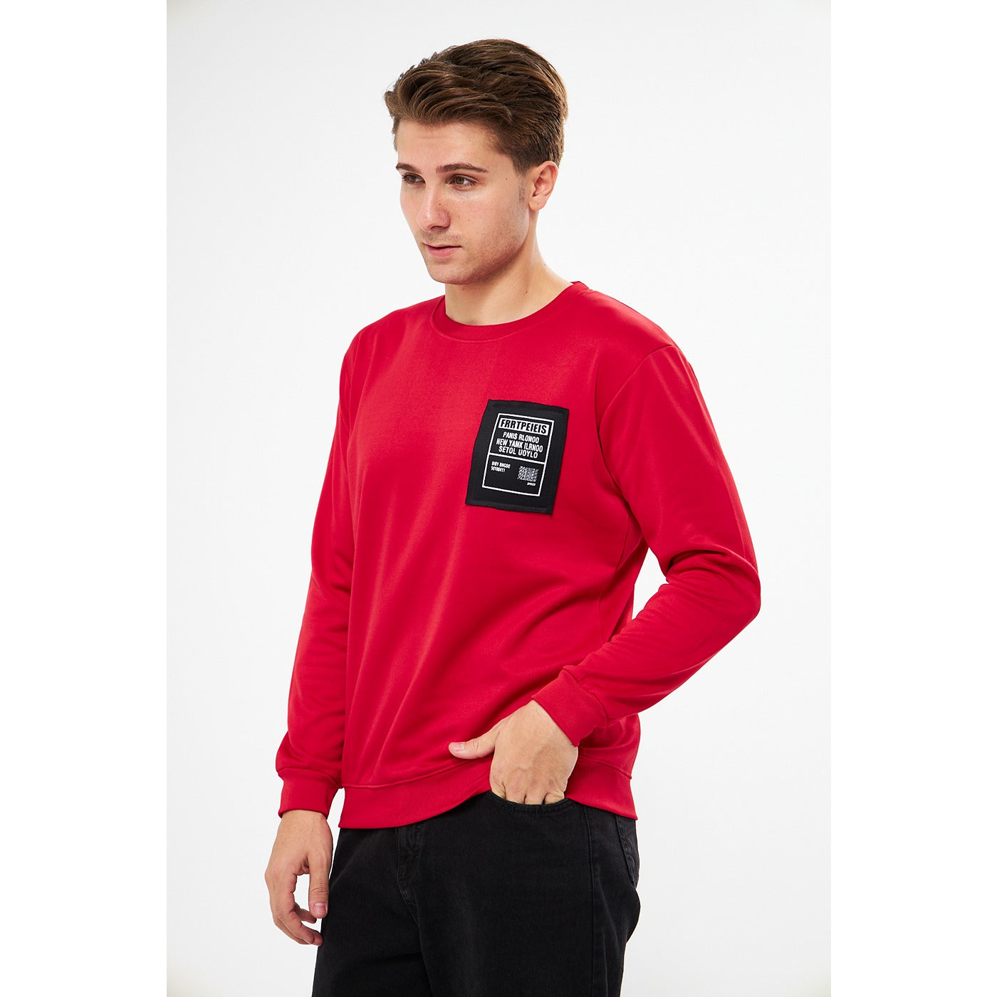 Red Raw Patch Sweatshirt | Montivo Pakistan