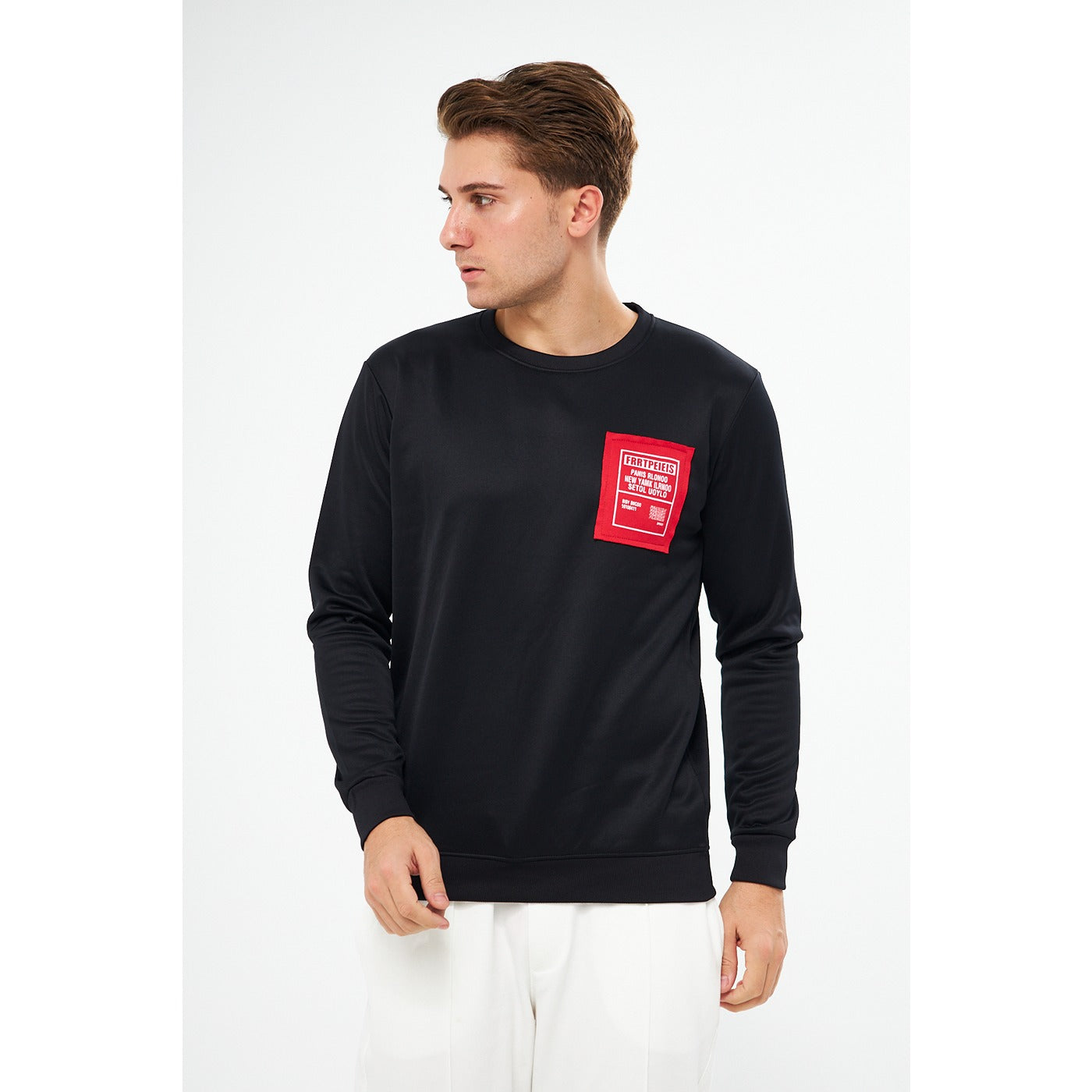 Black Raw Patch Sweatshirt | Montivo Pakistan