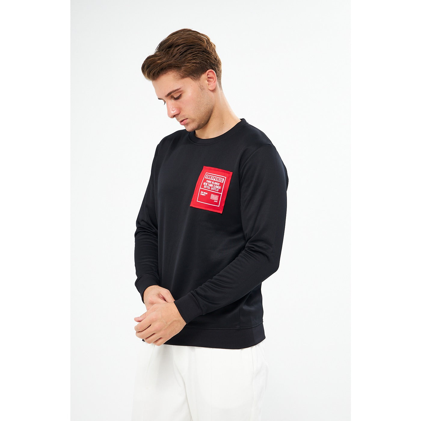Black Raw Patch Sweatshirt | Montivo Pakistan