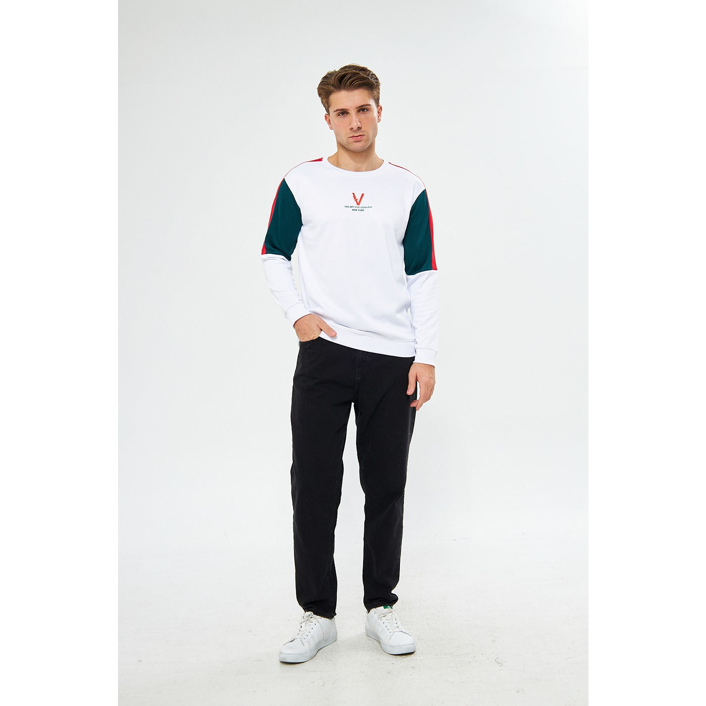White Colourblock Sweatshirt | Montivo Pakistan