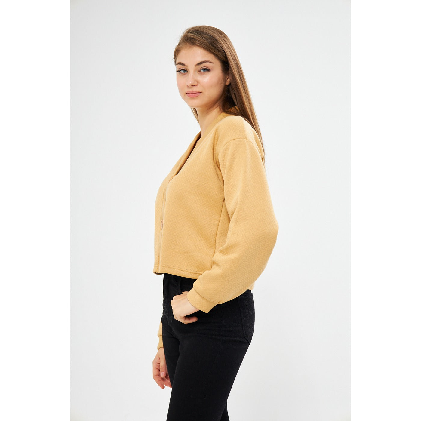 Yellow Textured Jacket Cardigan | Montivo Pakistan