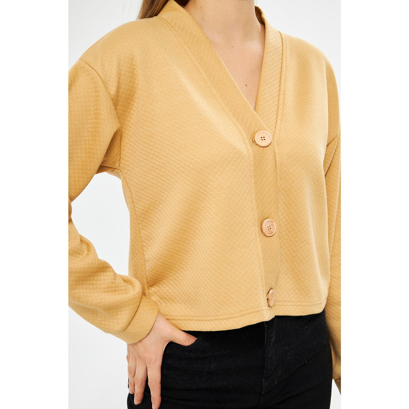 Yellow Textured Jacket Cardigan | Montivo Pakistan
