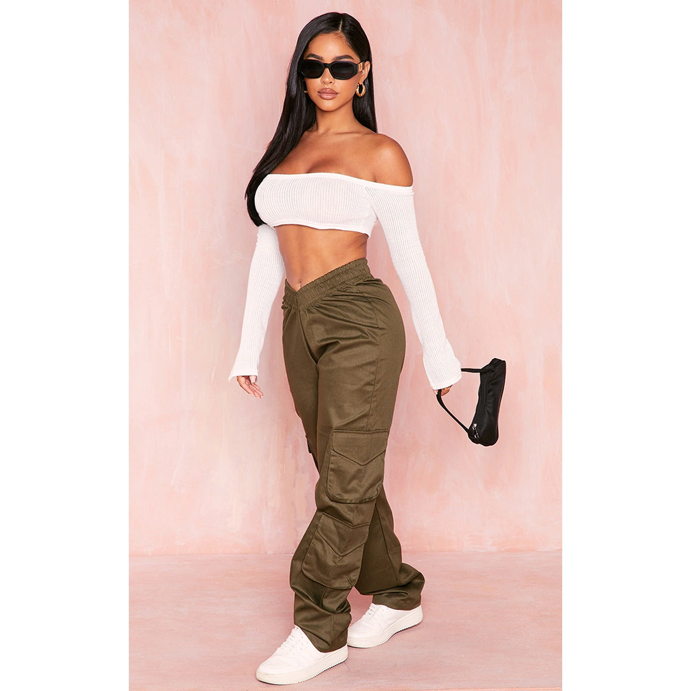 Khaki V-Hem Cargo Trousers | Montivo Pakistan