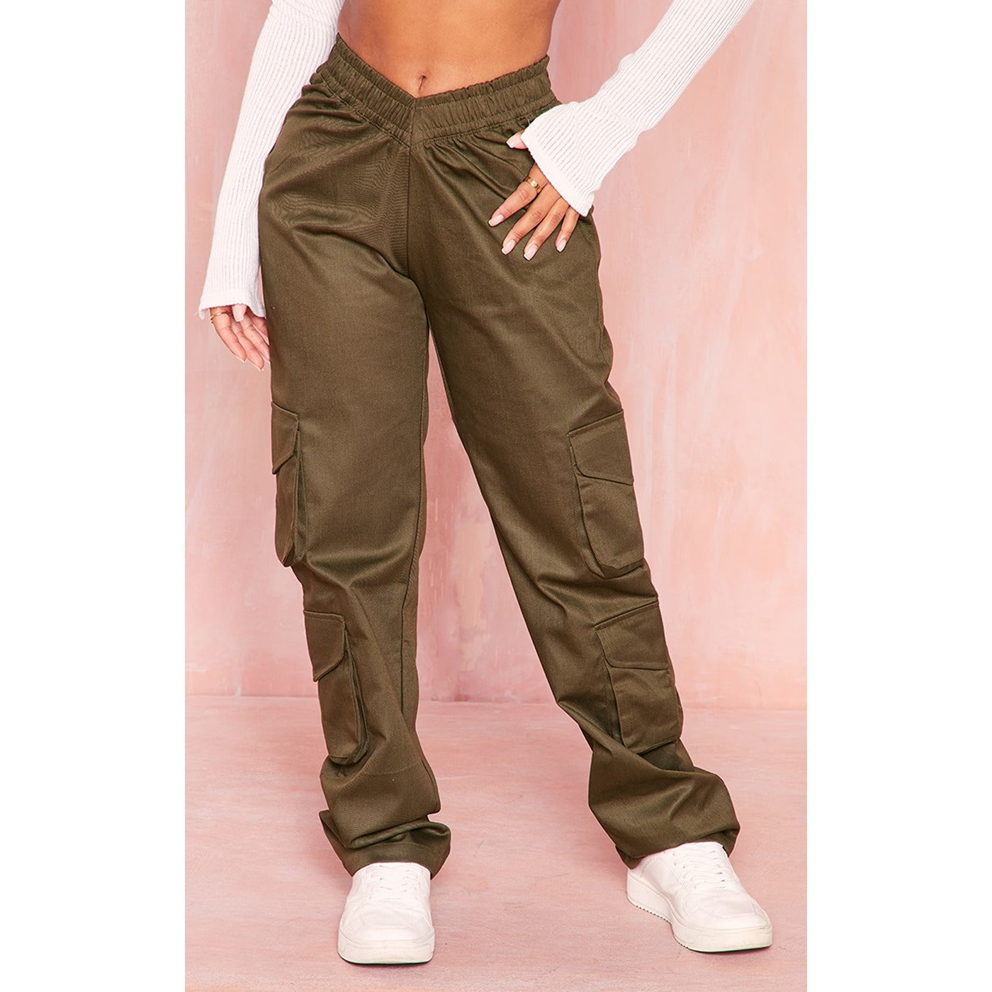 Khaki V-Hem Cargo Trousers | Montivo Pakistan