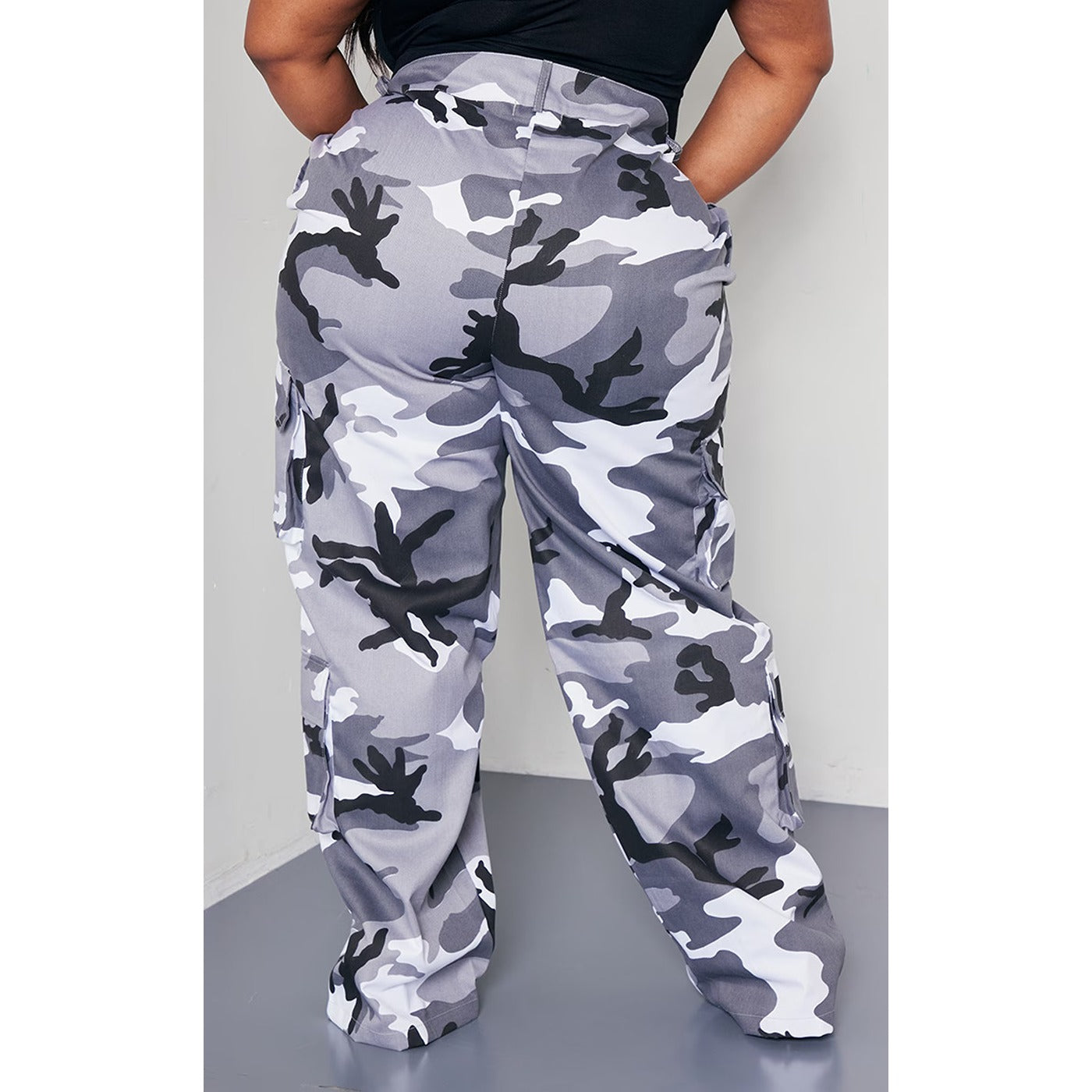 Light Grey Camo Wide Leg Cargo Trousers | Montivo Pakistan