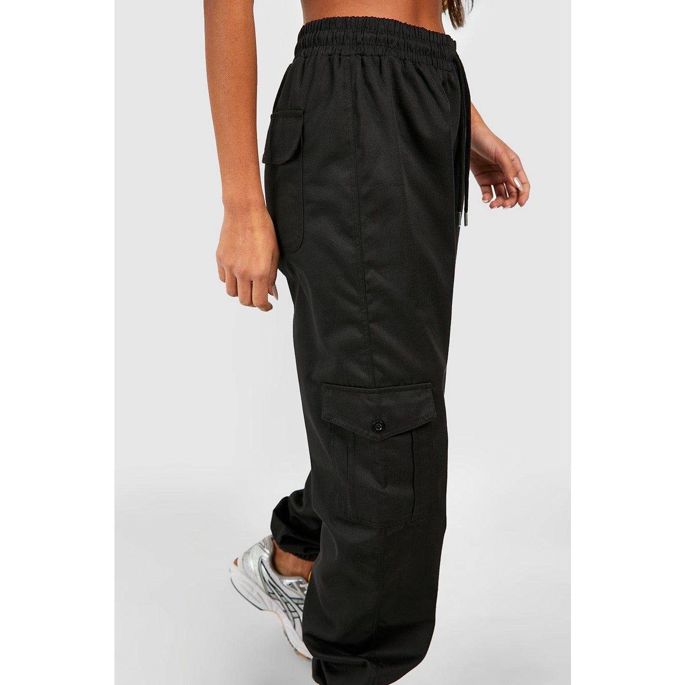 Black High Waisted Cargo Joggers | Montivo Pakistan