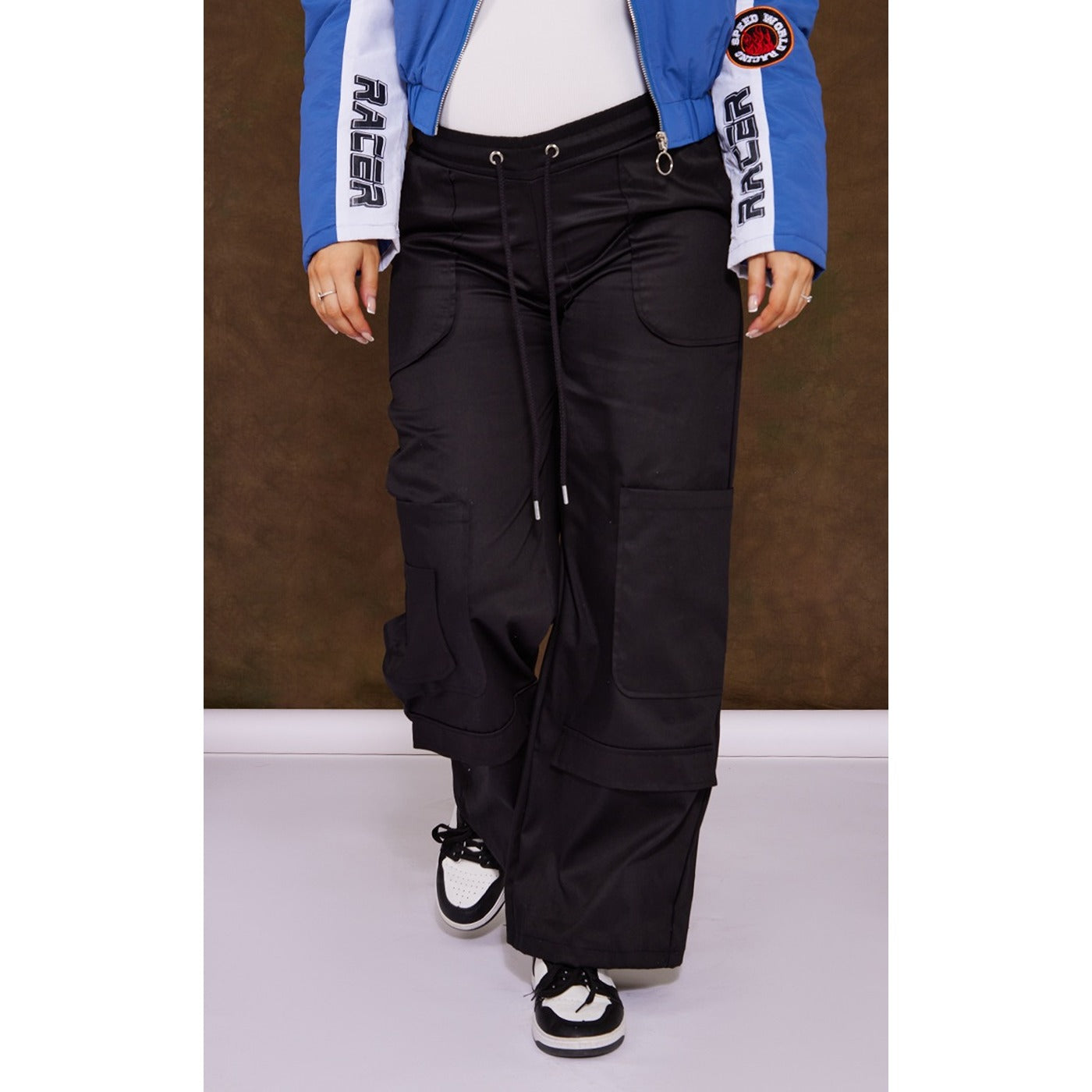 Black Elasticated Pocket Cargo Trousers | Montivo Pakistan