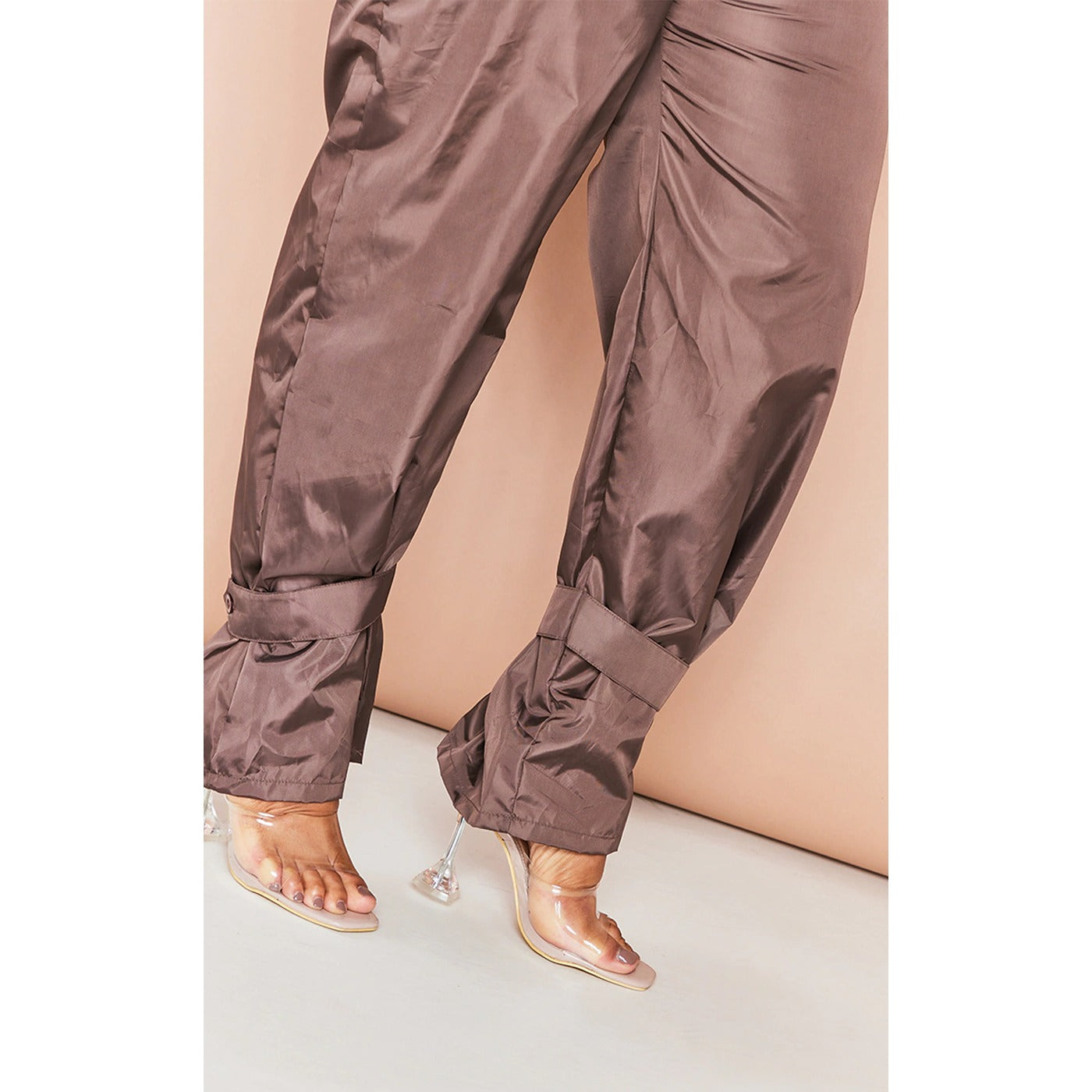 Chocolate Tie Cuff Nylon Trousers | Montivo Pakistan