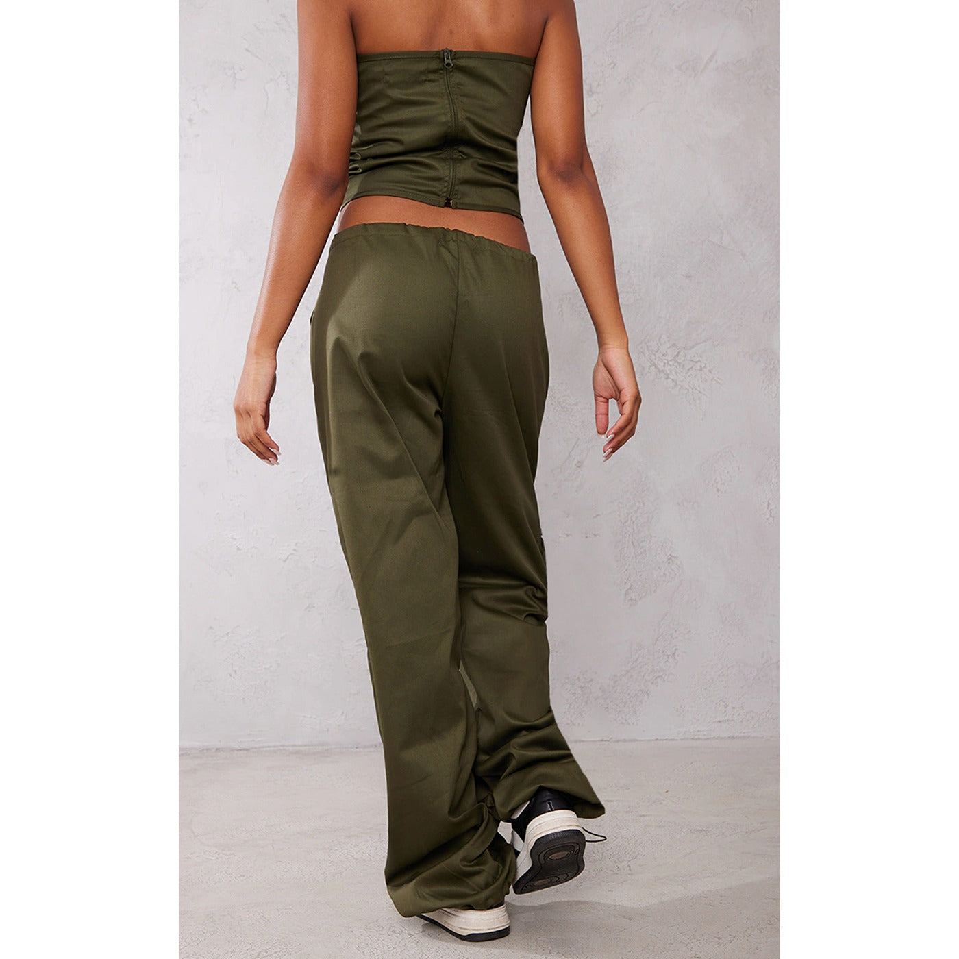 Khaki Toggle Waist Ankle Tie Trousers | Montivo Pakistan