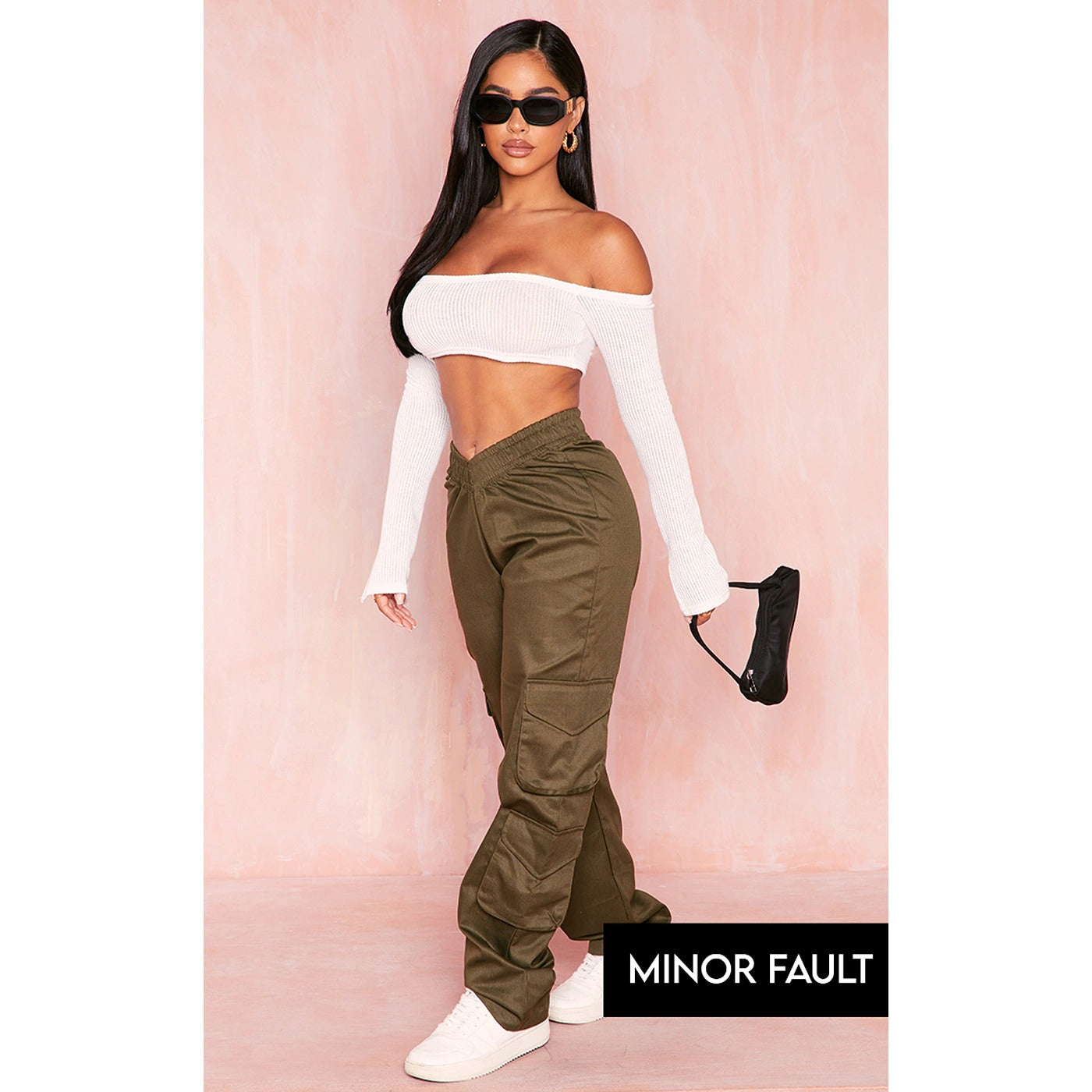 (Minor Fault) Khaki V-Hem Cargo Trousers | Montivo Pakistan