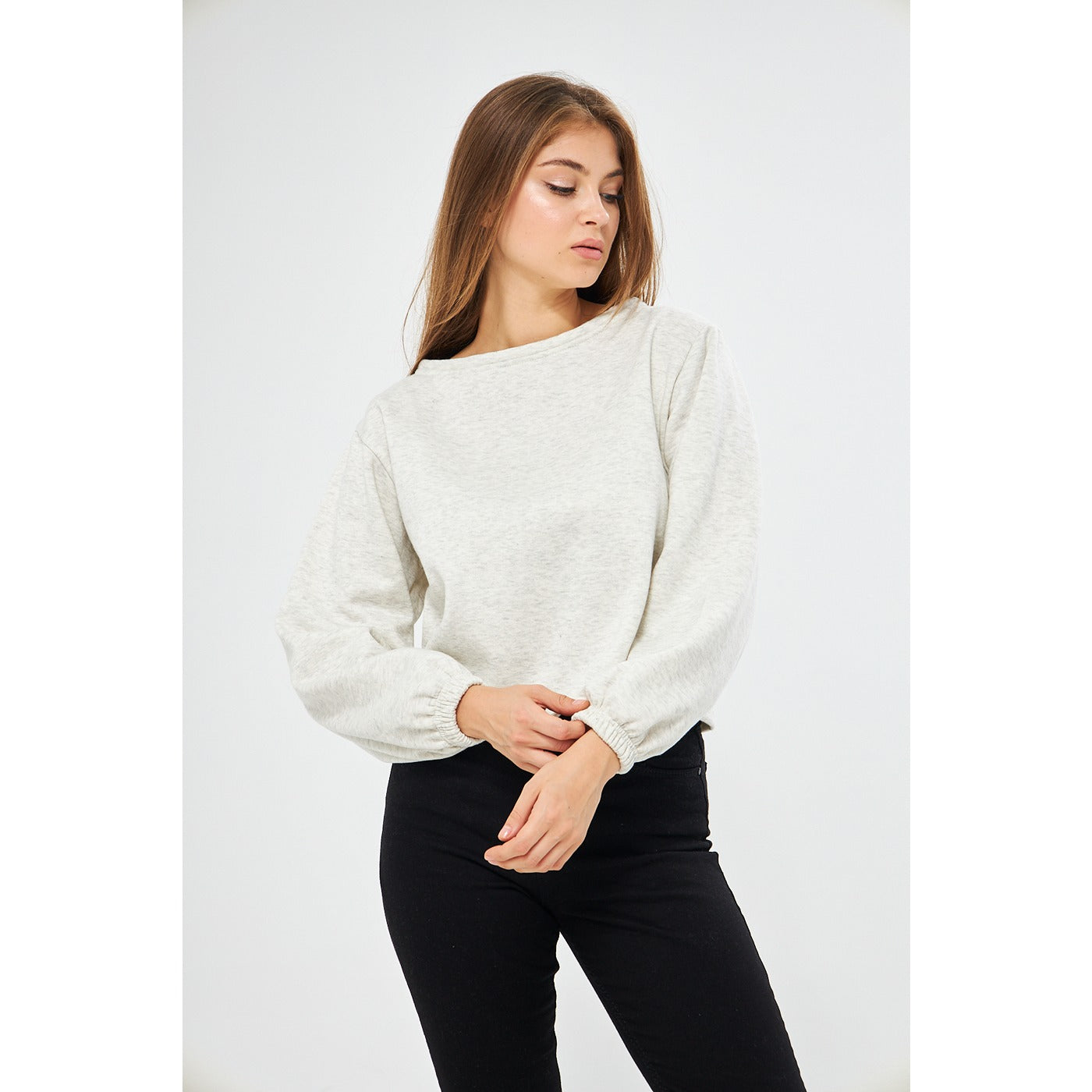 Light Grey Boatneck Oversized Sweatshirt | Montivo Pakistan