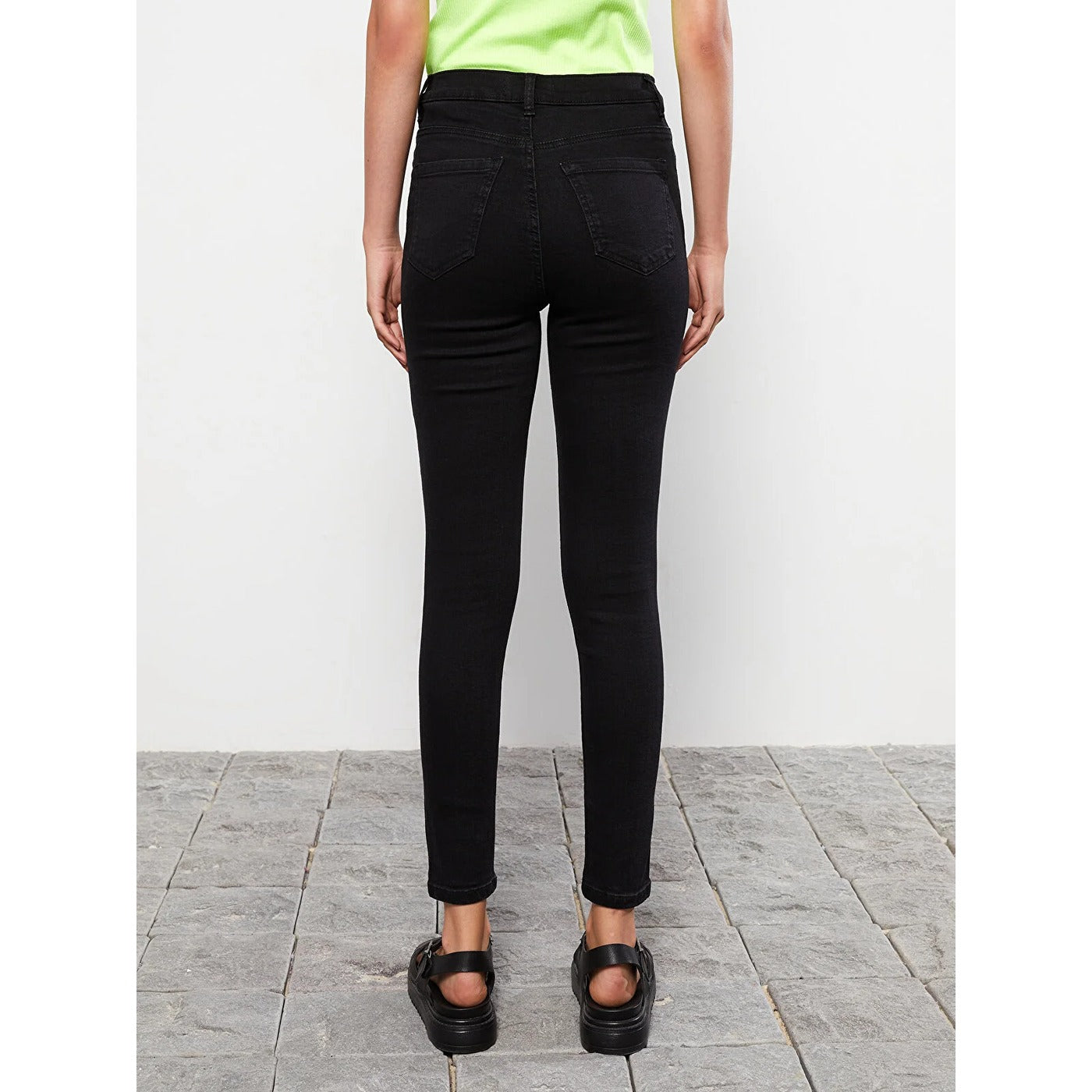 Charcoal Black Button Fly High Rise Jeans | Montivo Pakistan