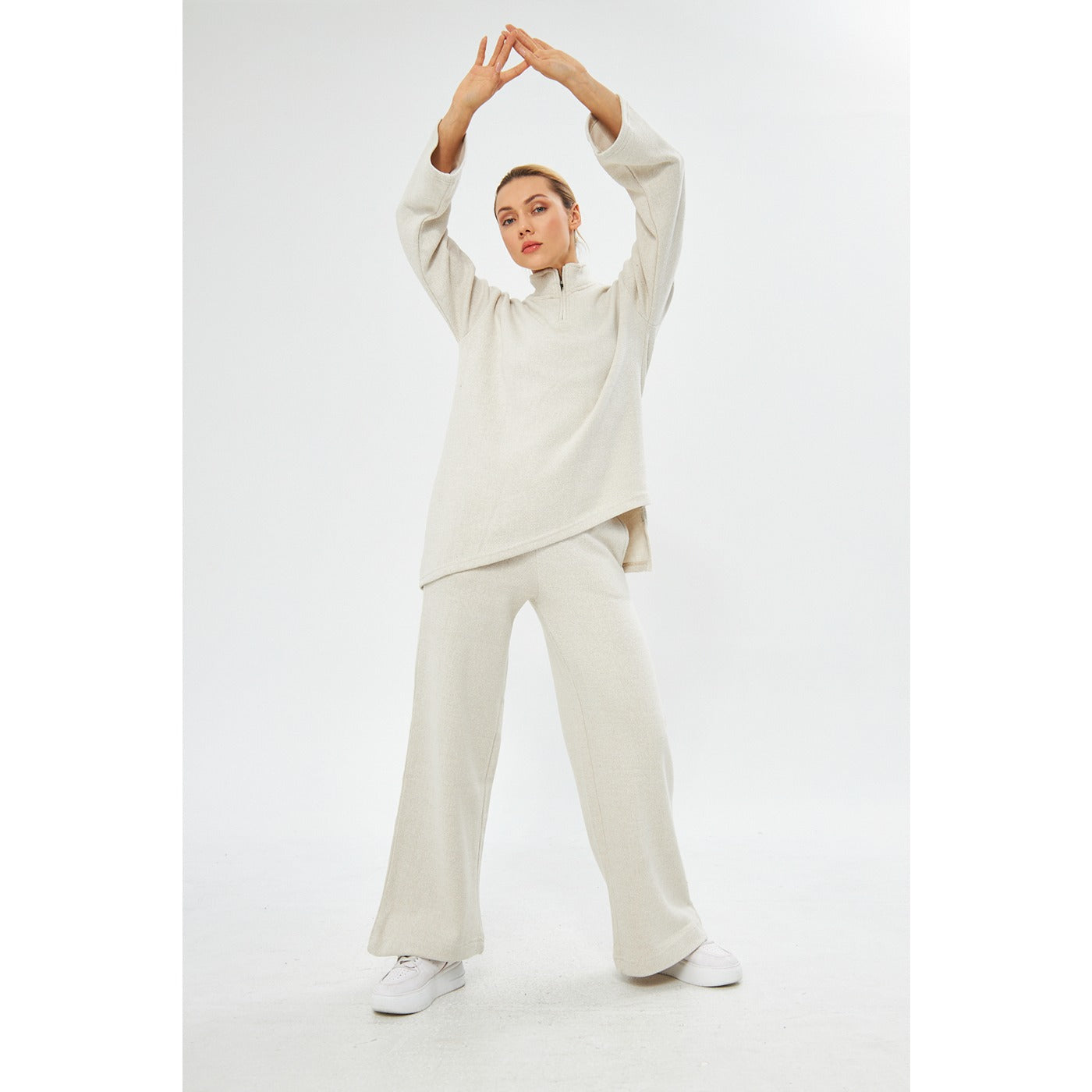 White Melange Sweat Matching Set | Montivo Pakistan