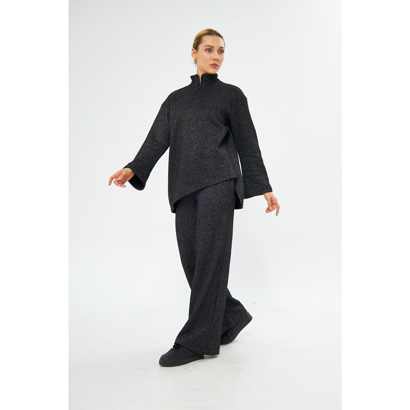 Black Melange Sweat Matching Set | Montivo Pakistan