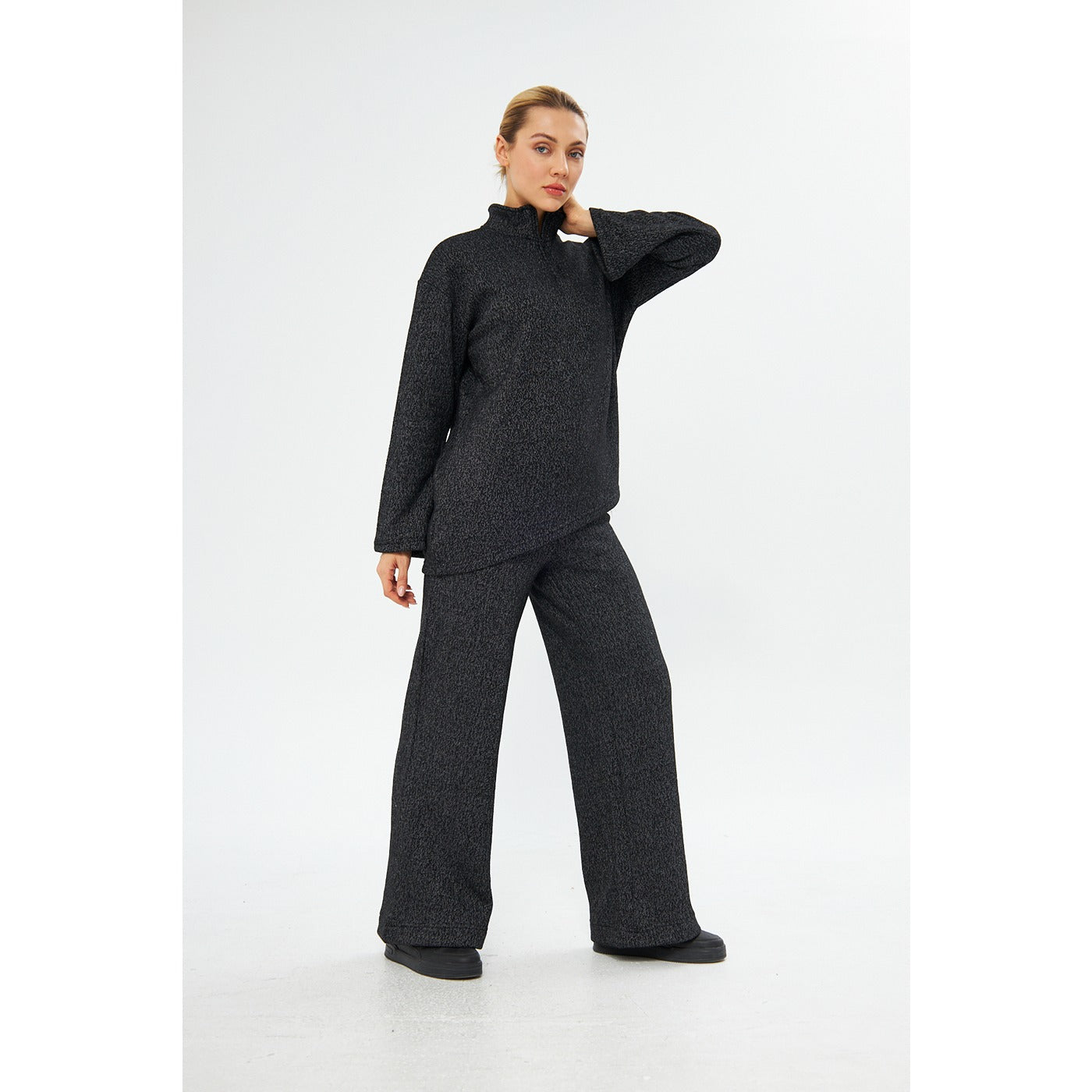 Black Melange Sweat Matching Set | Montivo Pakistan