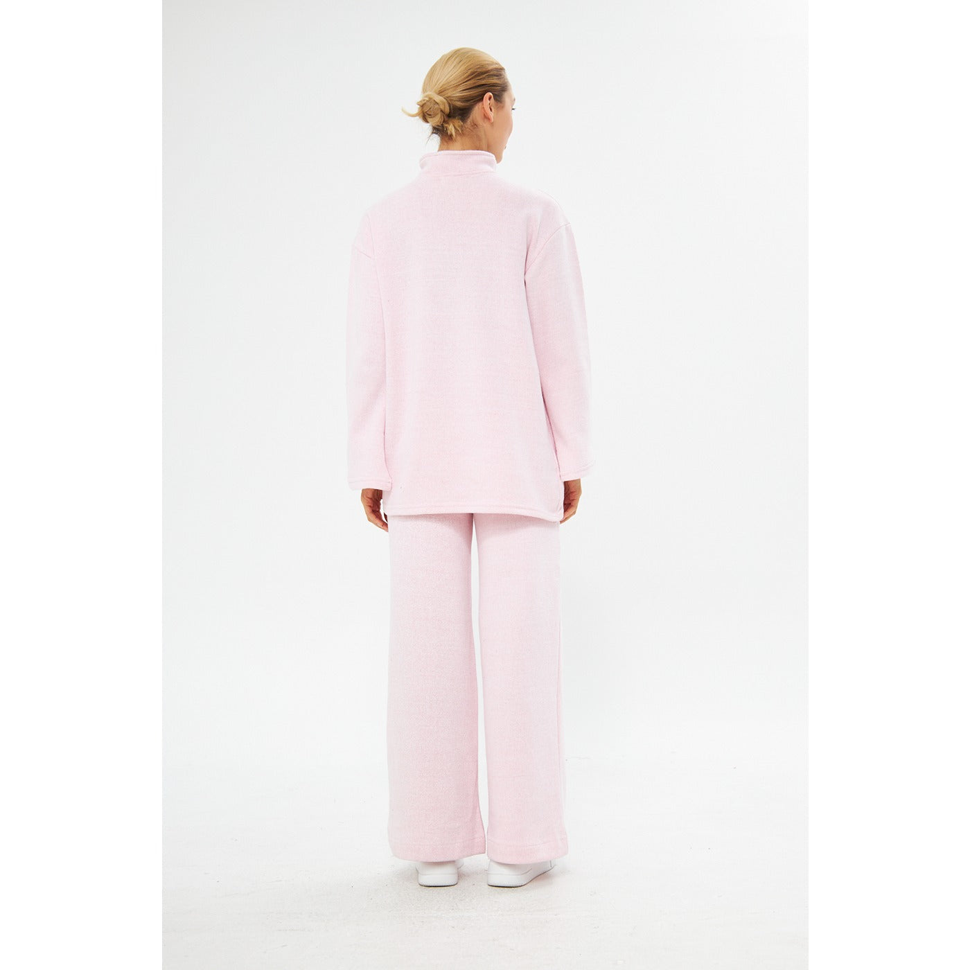 Zipper Cross Hem Pink Sweatshirt | Montivo Pakistan