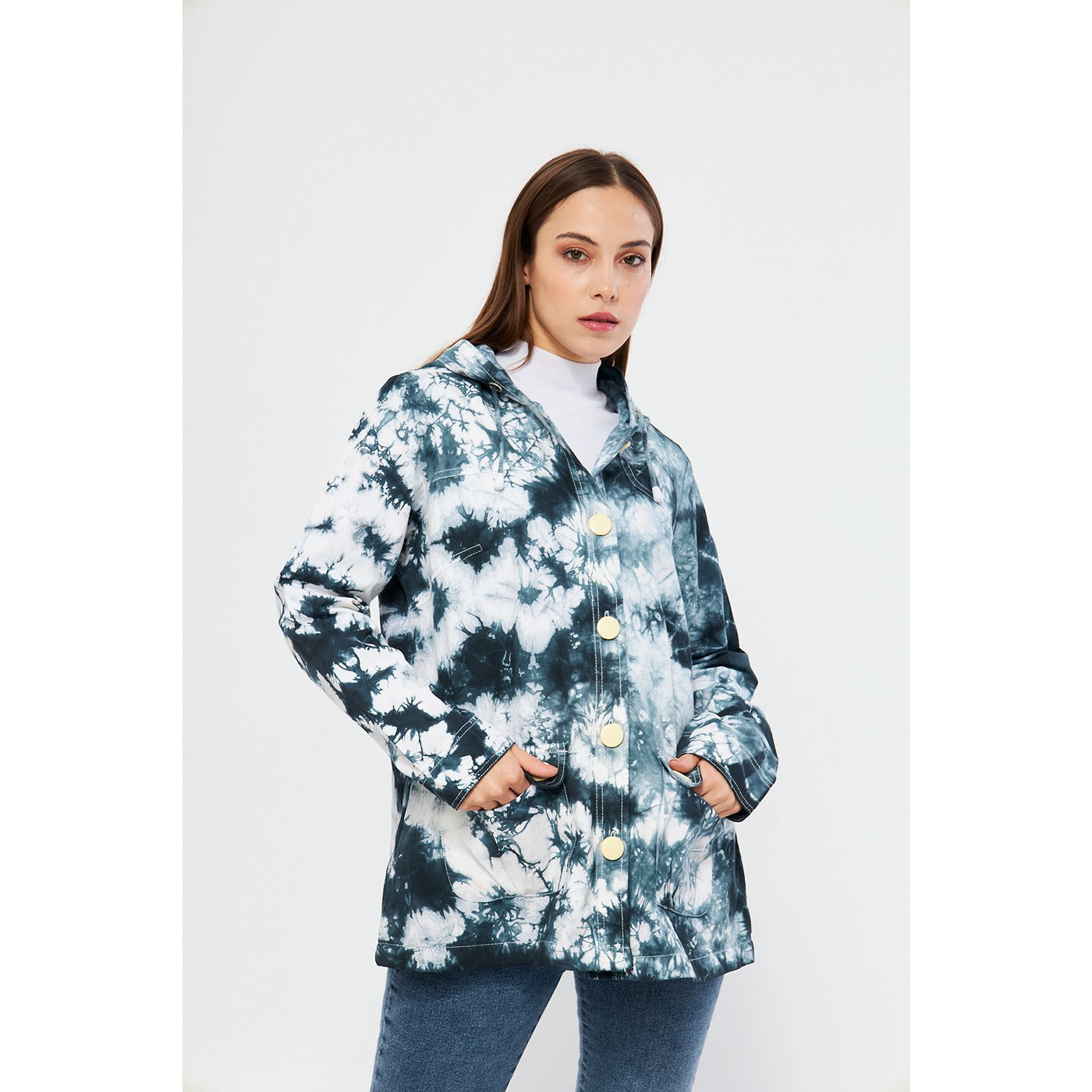 Blue Tie Dye Button Down Hoodie | Montivo Pakistan