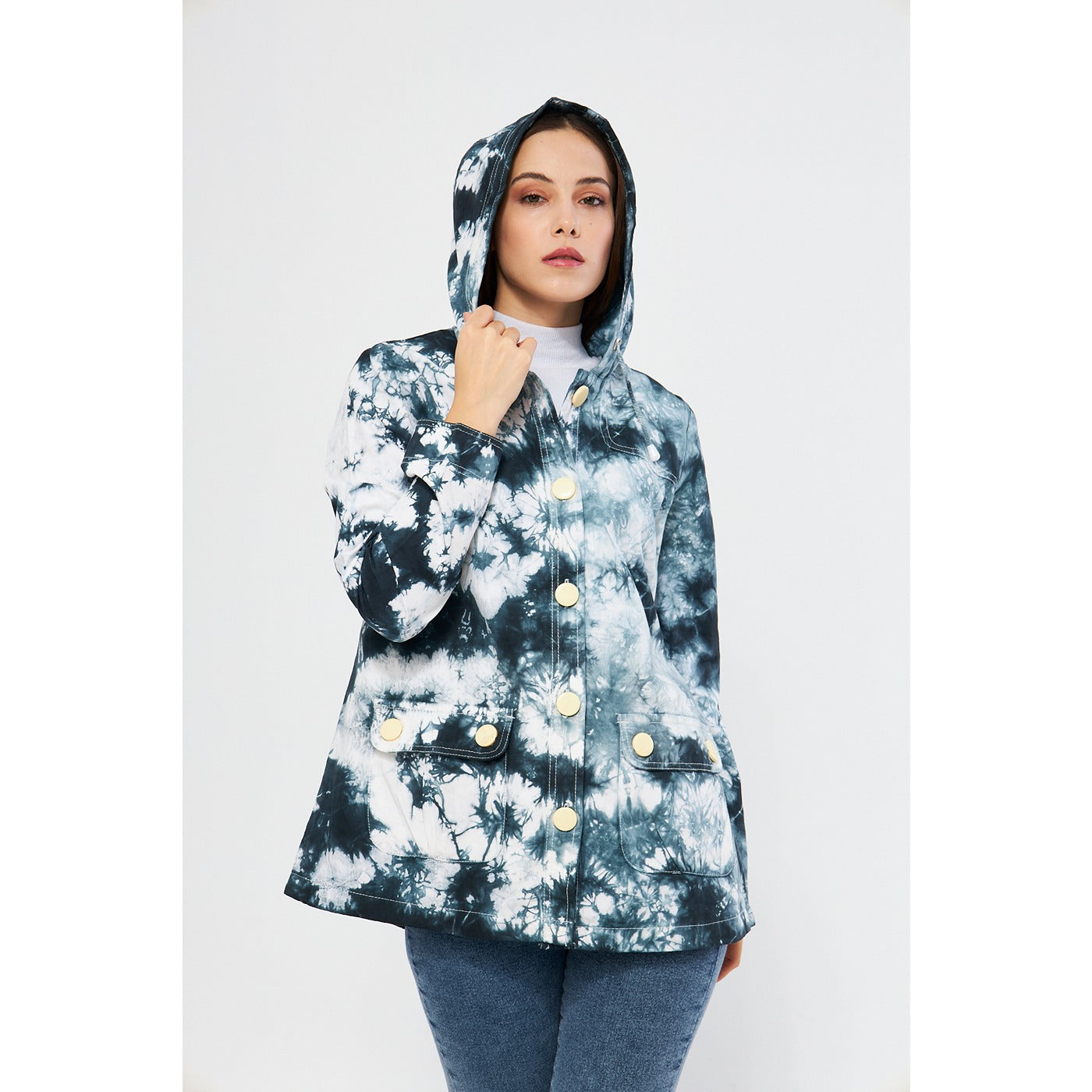 Blue Tie Dye Button Down Hoodie | Montivo Pakistan