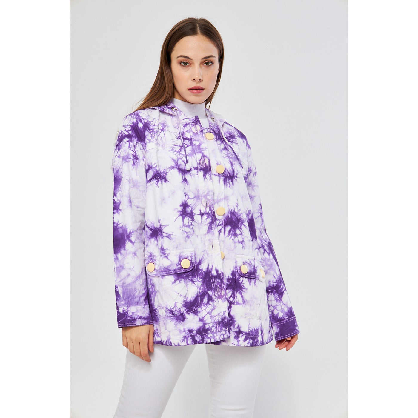 Lilac Tie Dye Button Down Hoodie | Montivo Pakistan