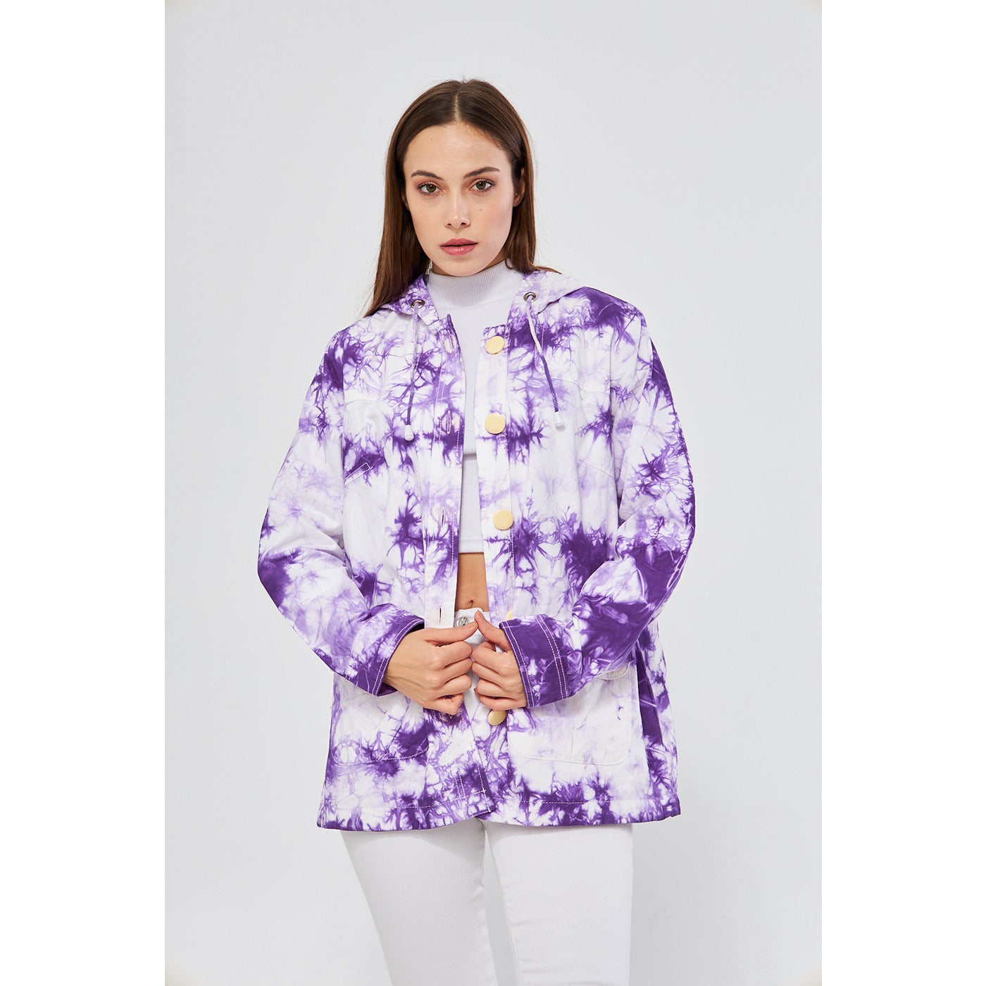 Lilac Tie Dye Button Down Hoodie | Montivo Pakistan