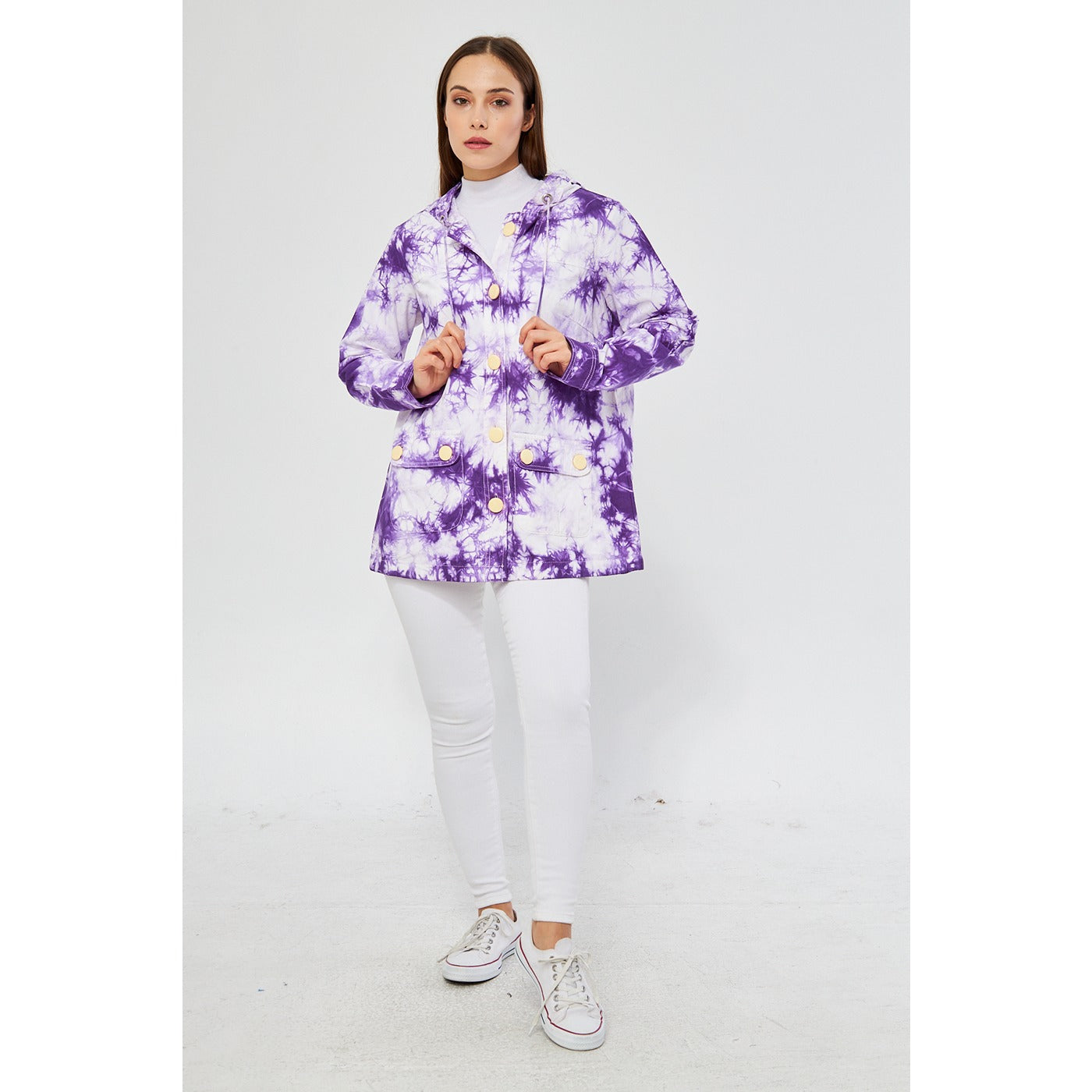 Lilac Tie Dye Button Down Hoodie | Montivo Pakistan