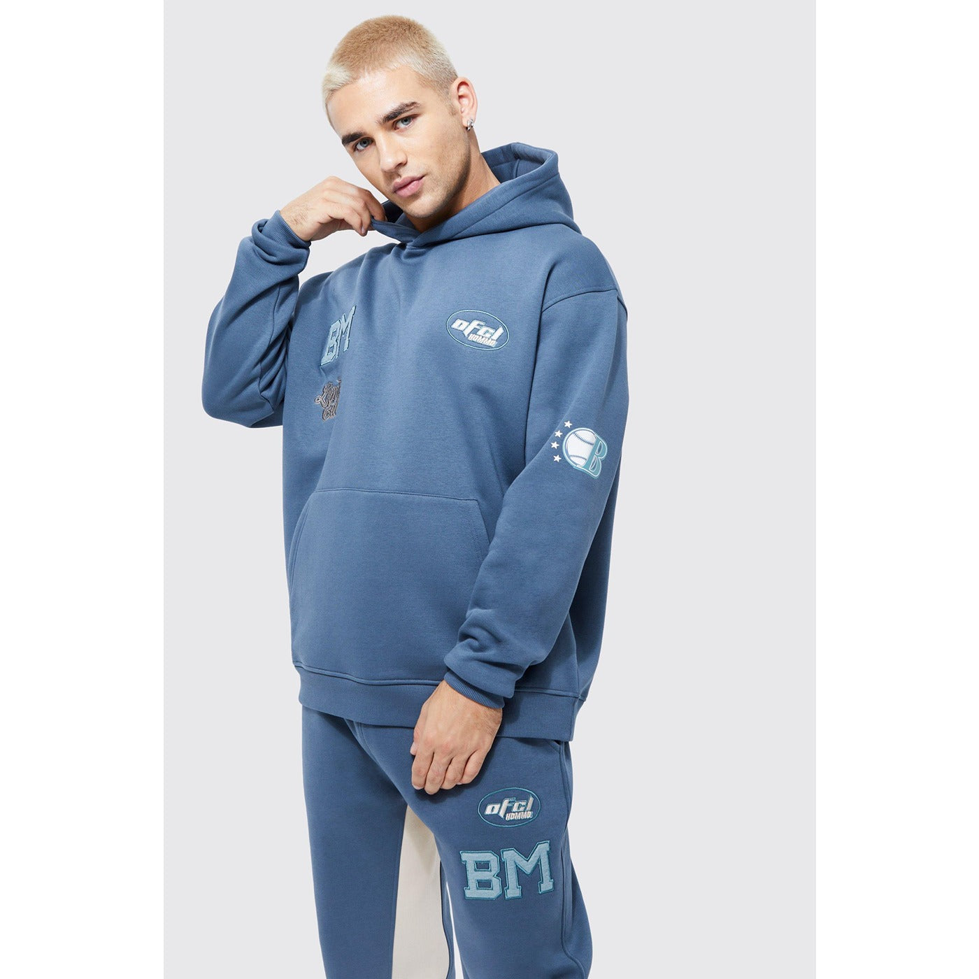 Blue Oversized Varsity Hoodie | Montivo Pakistan