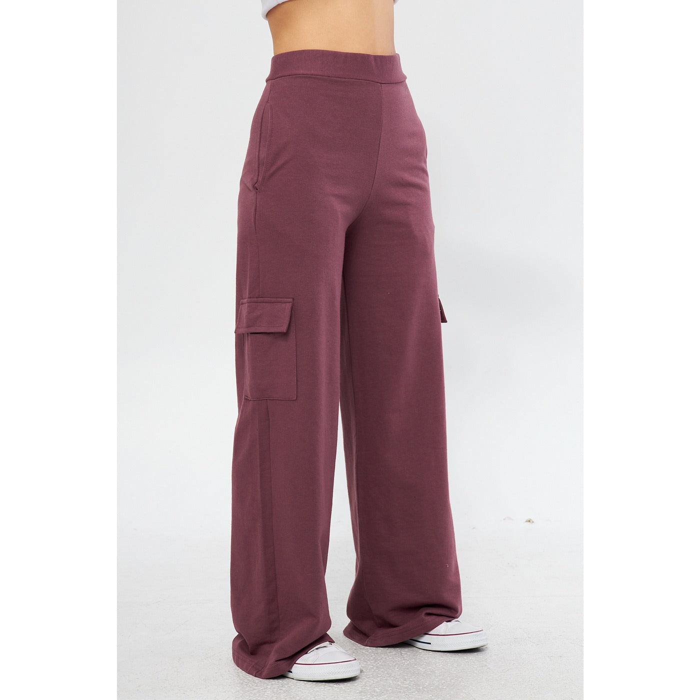Mauve Purple Wide Leg Cargo Trousers | Montivo Pakistan