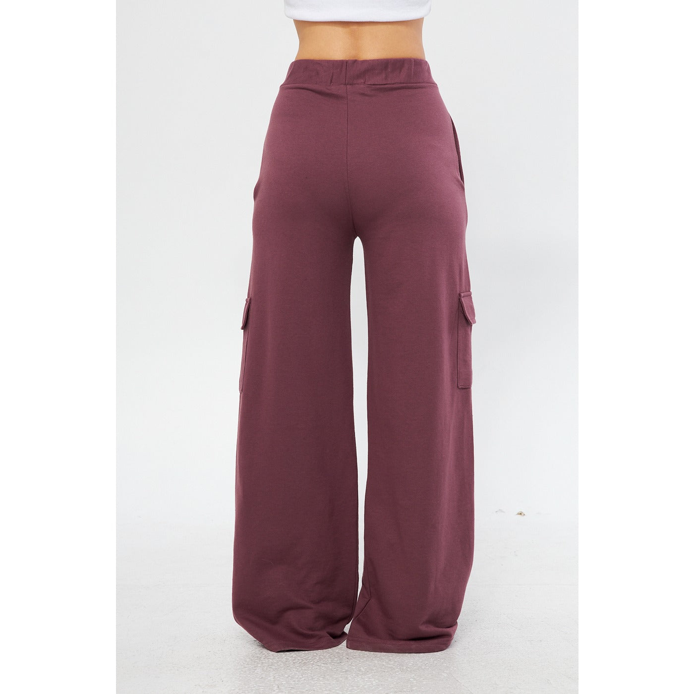 Mauve Purple Wide Leg Cargo Trousers | Montivo Pakistan