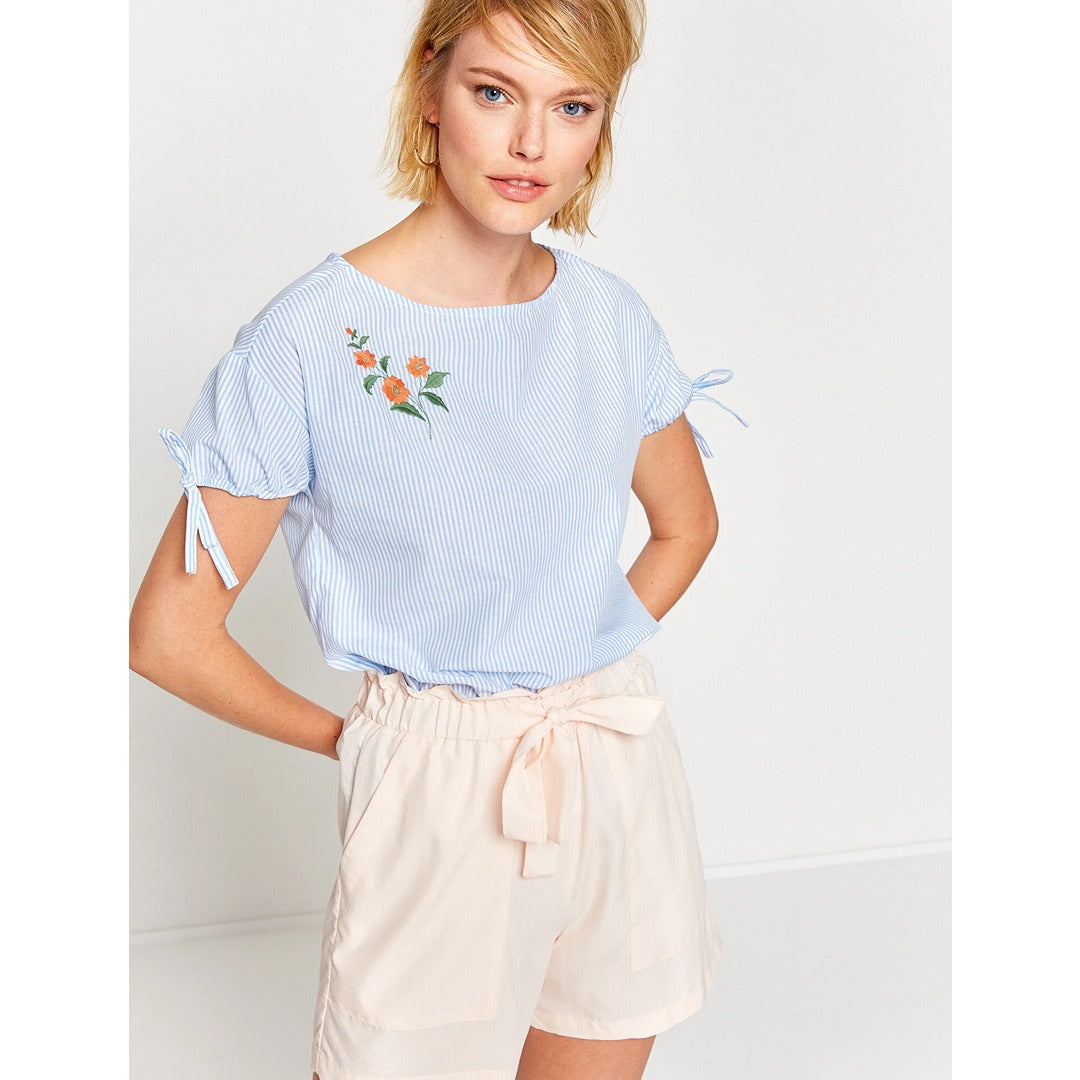 Crew Neck Embroidered Blouse | Montivo Pakistan