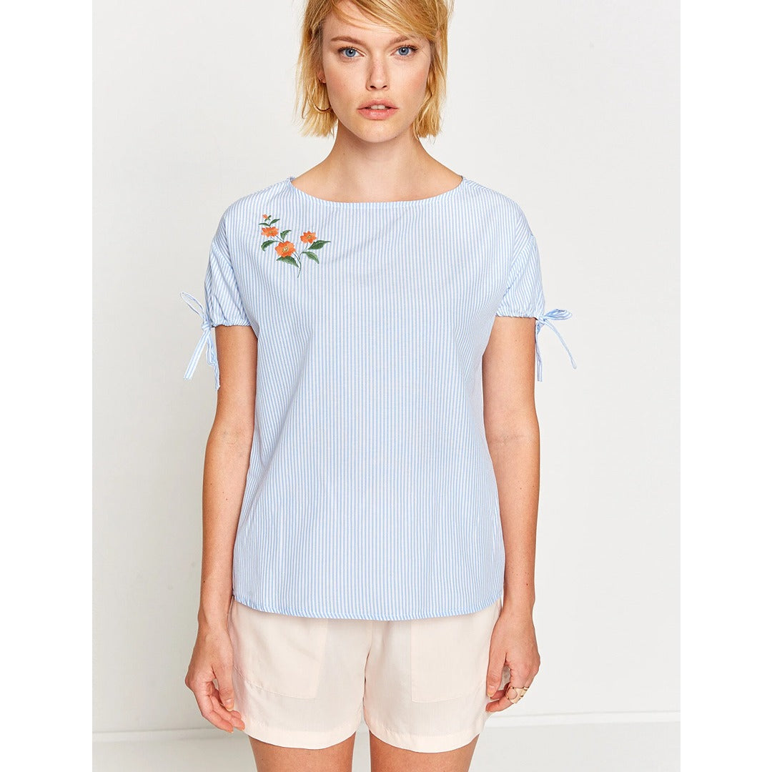 Crew Neck Embroidered Blouse | Montivo Pakistan