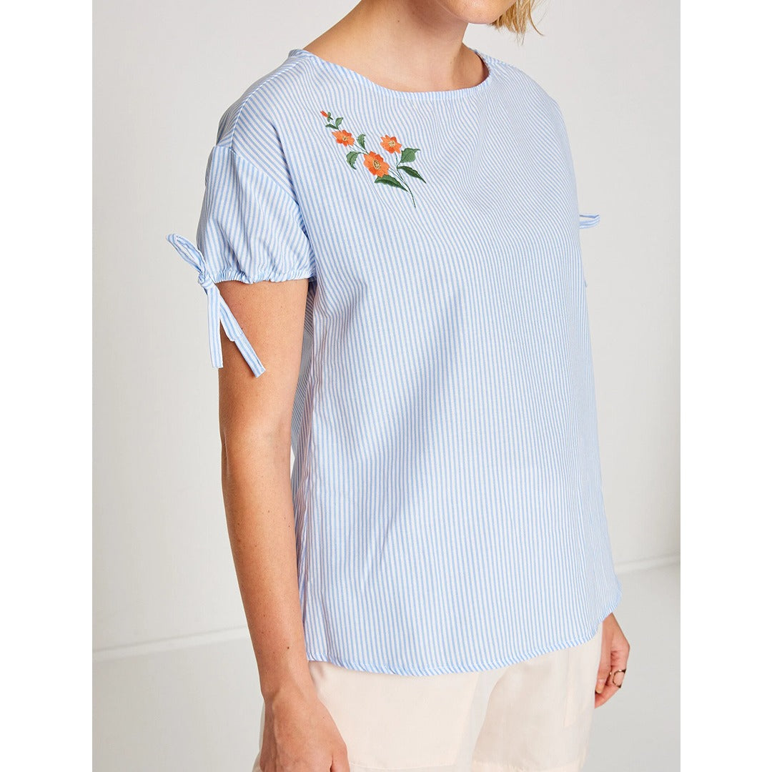 Crew Neck Embroidered Blouse | Montivo Pakistan