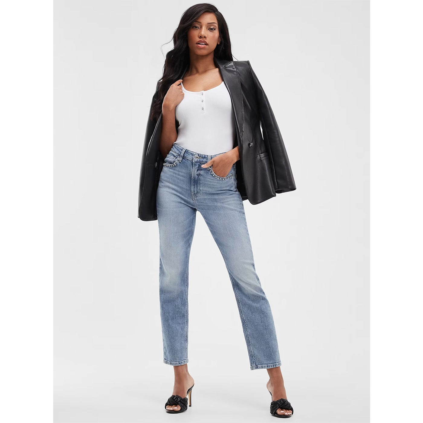 Girly Crystal Straight Jeans | Montivo Pakistan