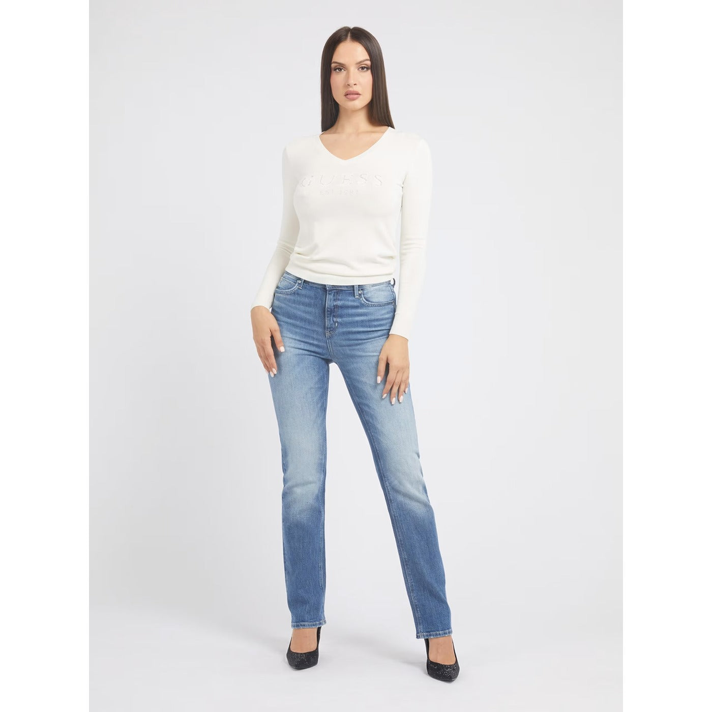 Mid Blue Straight High Rise Jeans | Montivo Pakistan