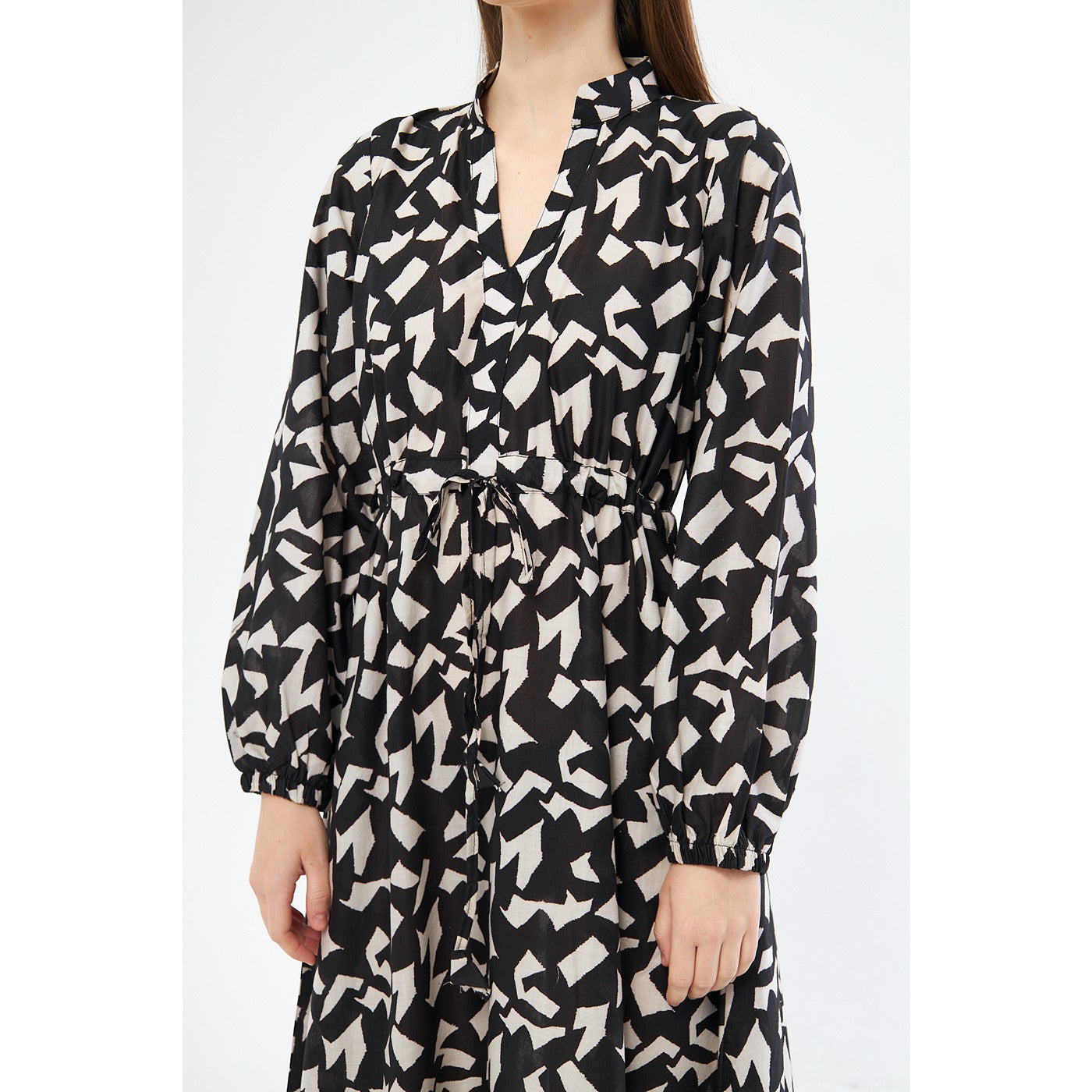 Monochrome Patterned Wrap Dress | Montivo Pakistan