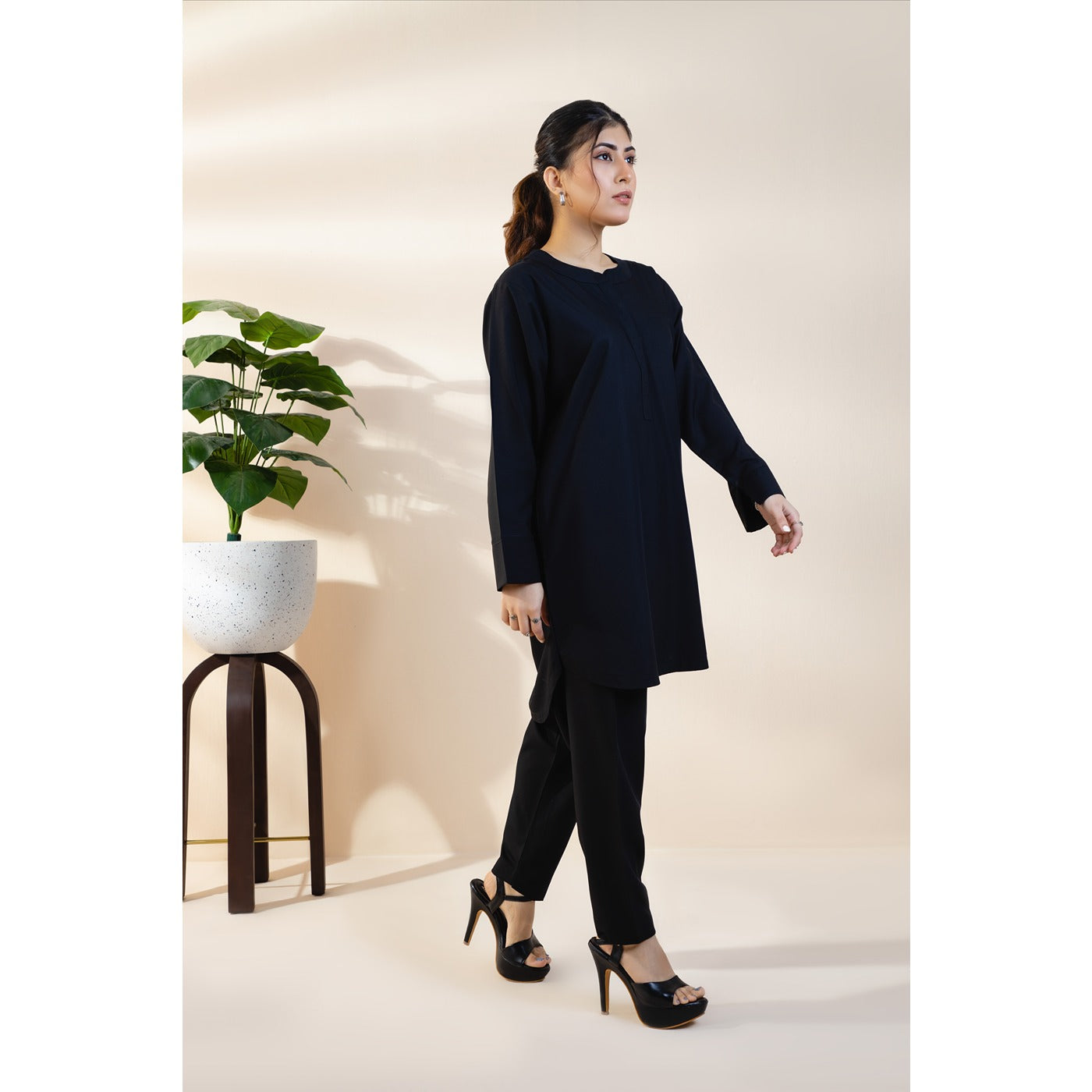 Black Basic Solid Matching Set | Montivo Pakistan