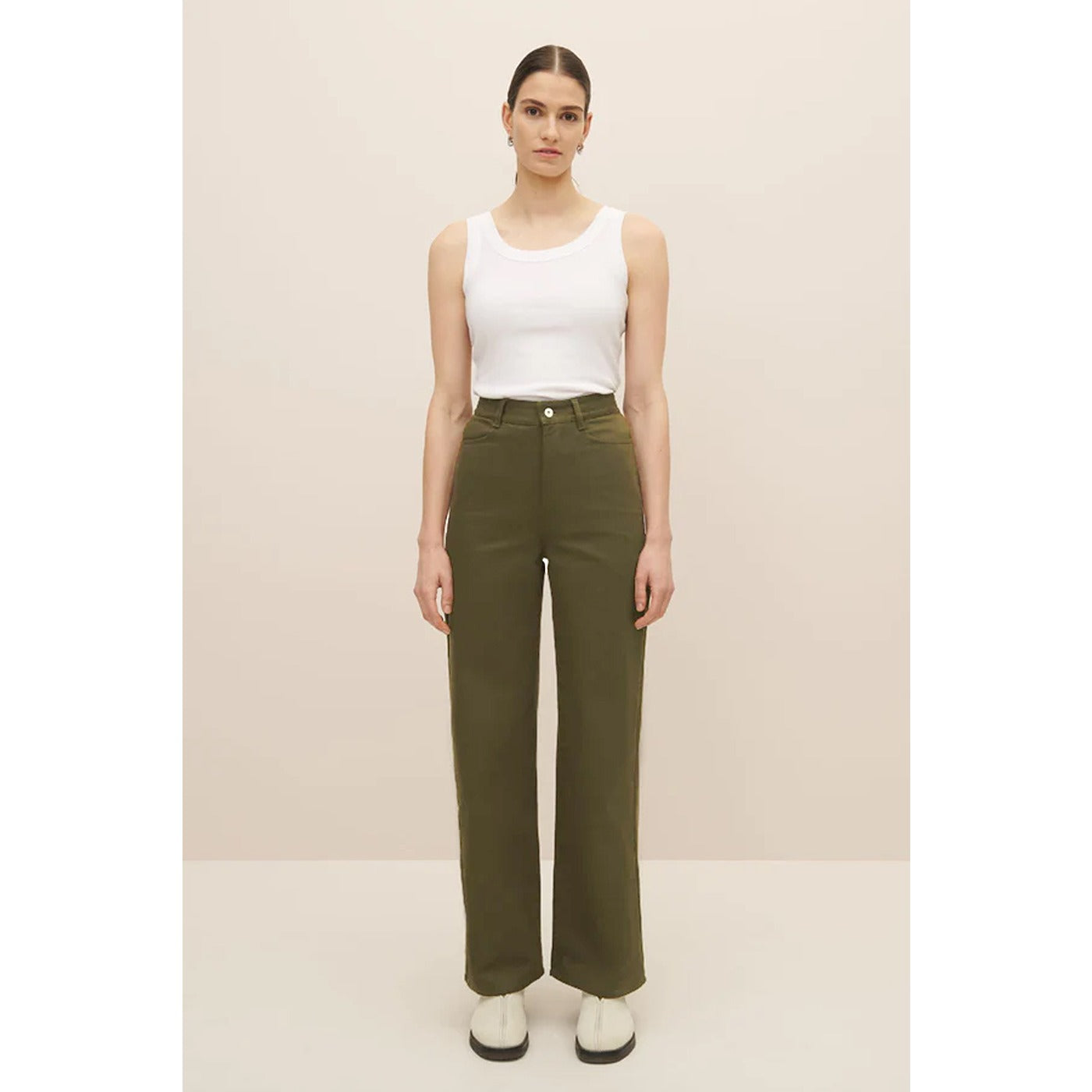 Olive High Rise Straight Leg Jeans | Montivo Pakistan